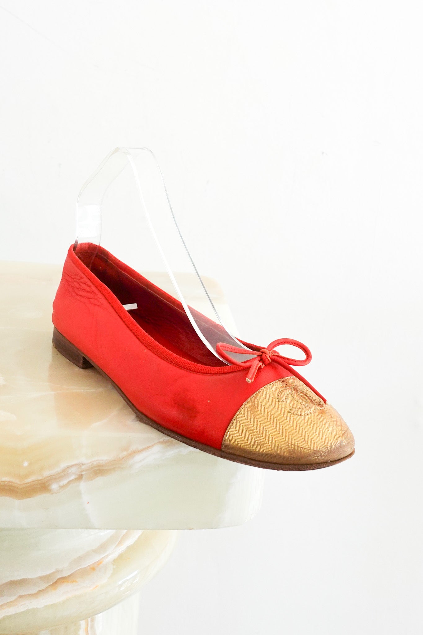 Chanel Red and Gold Ballet Flats RRP £1k | Authentic Preloved