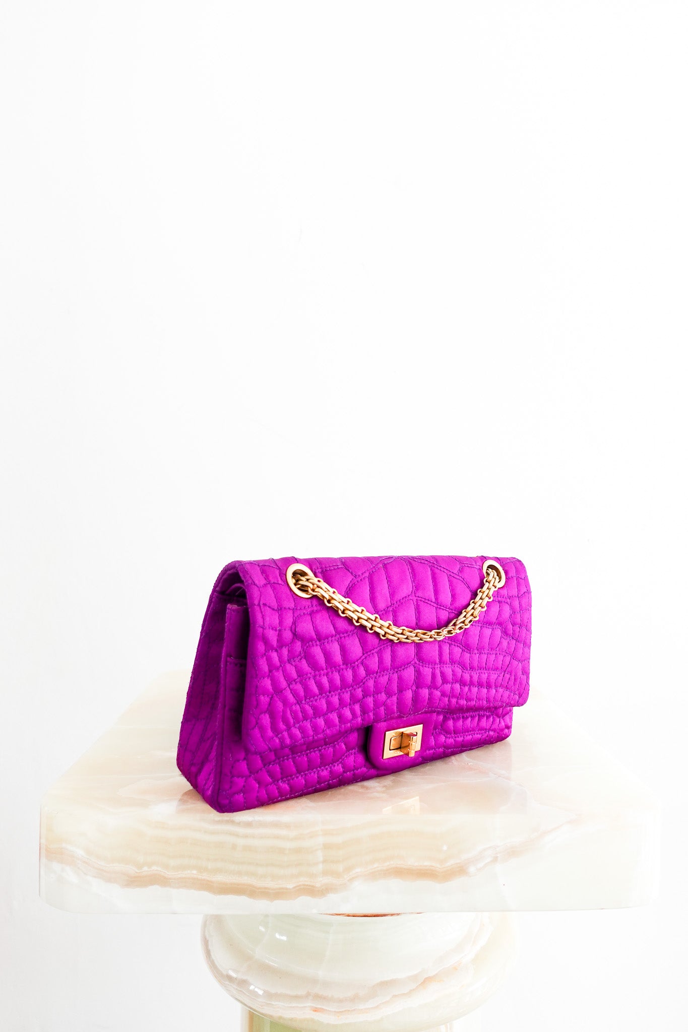 Chanel Reissue 2.55 Flap Bag – Purple Satin with Aged Gold Hardware | Authentic Preloved | RRP