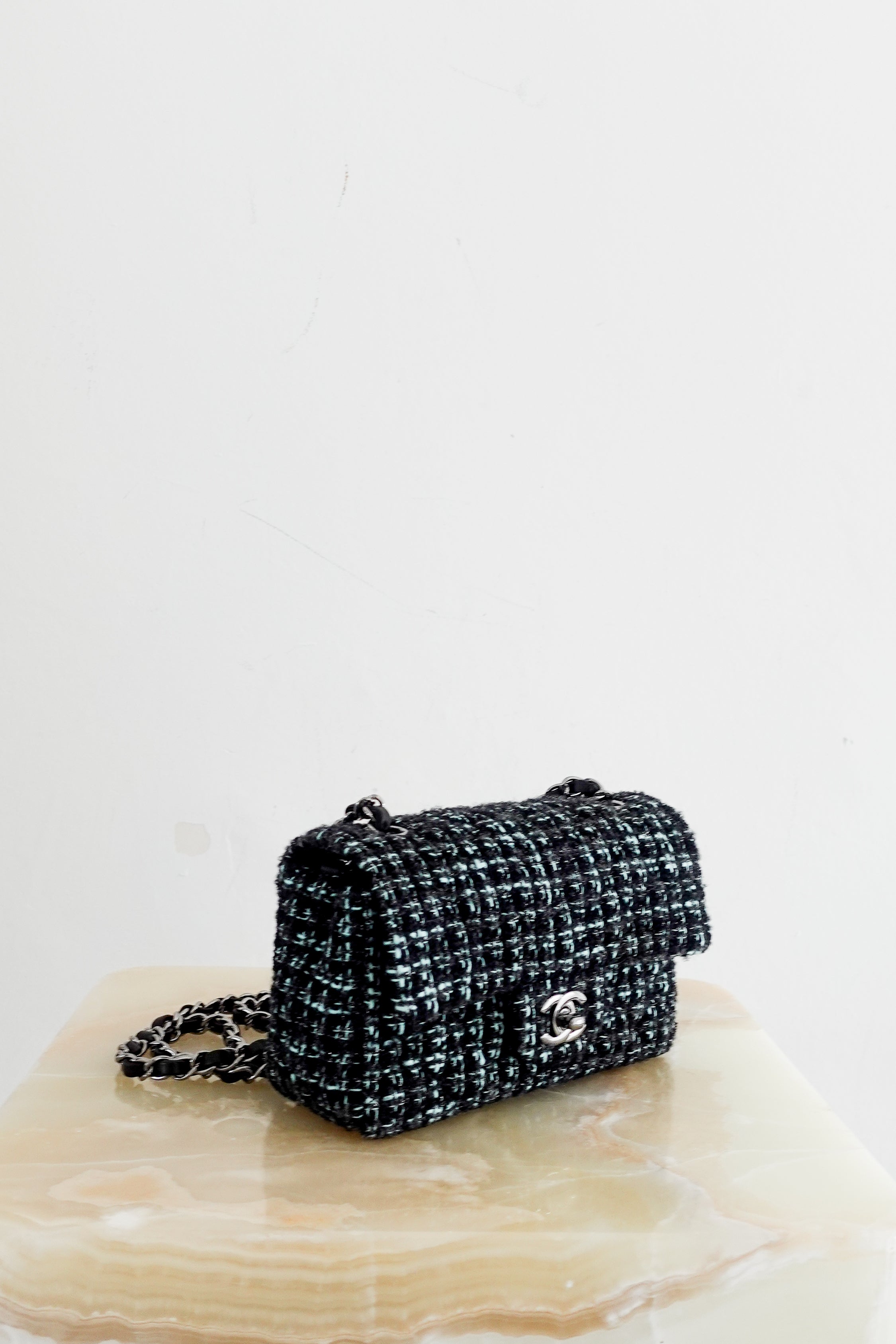 RARE Chanel Black Tweed mini Flap Bag | Authentic Preloved