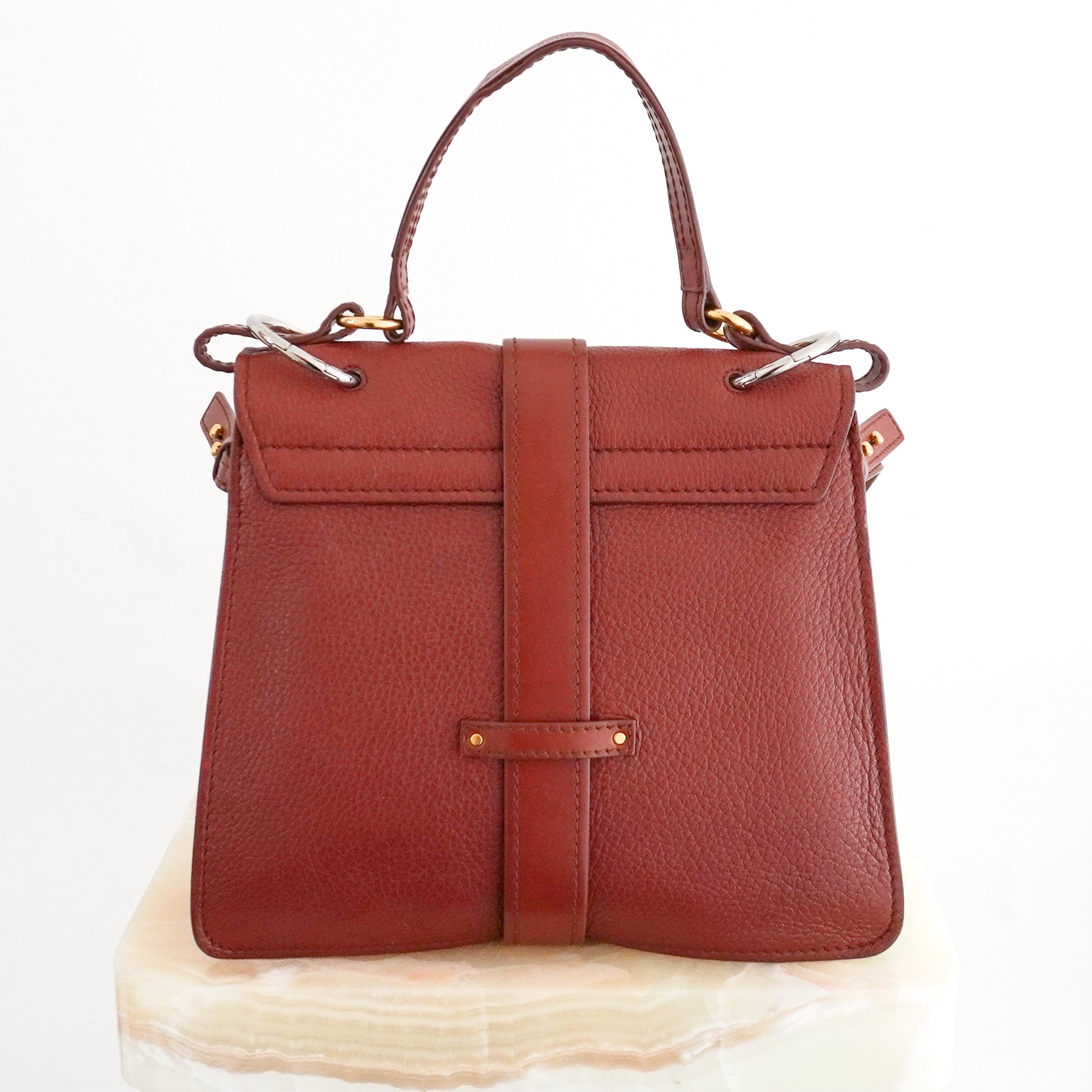 Chloé Aby Medium Day Bag in Sepia Brown back photo chelsea london