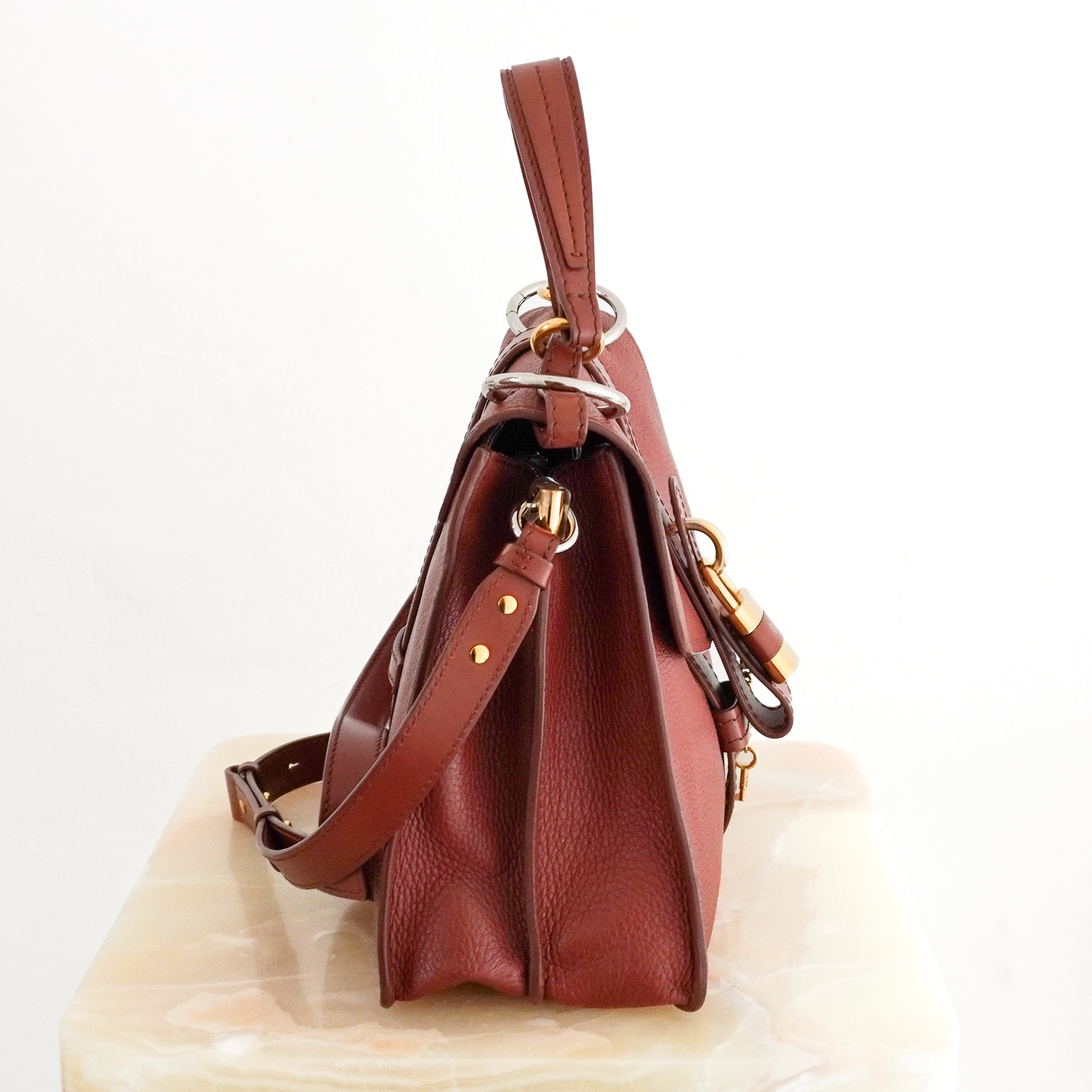 Chloé Aby Medium Day Bag in Sepia Brown side photo chelsea london