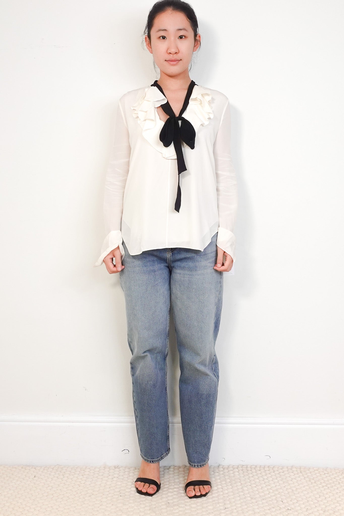 Chloe Cream Silk Blouse with Black Pussy Bow RRP £1300 | Authentic Preloved - Reloved Again