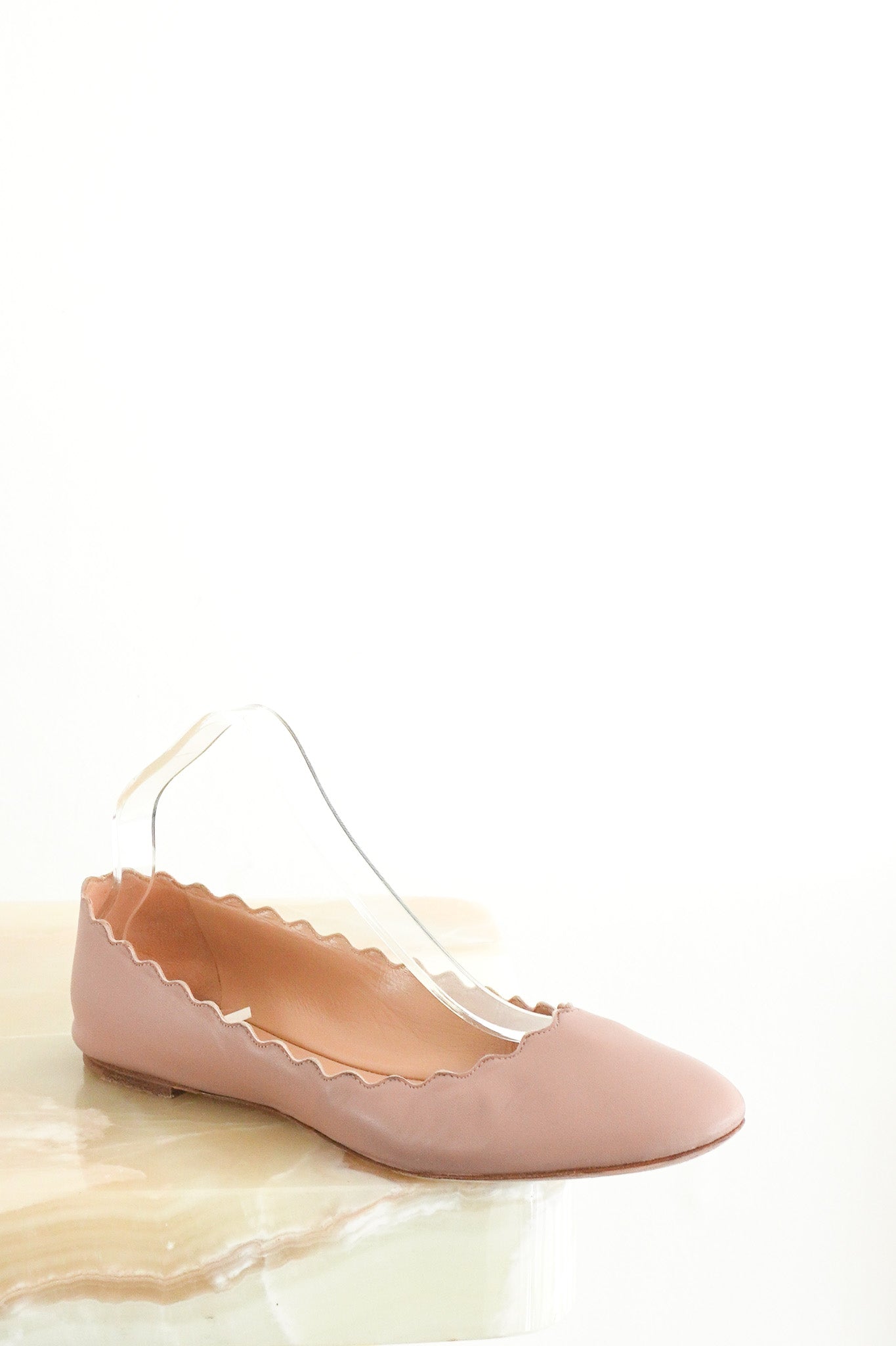 Chloe Lauren Scallop Flats in Blush RRP £350 | Authentic Preloved - Reloved Again