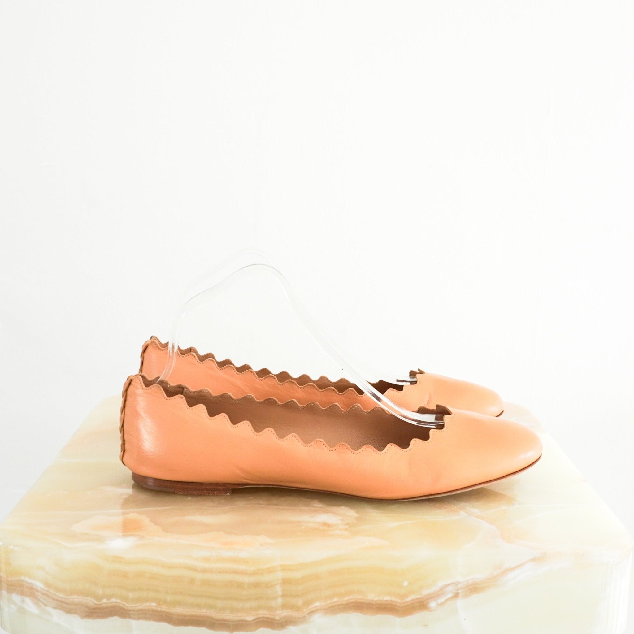 Chloe Lauren Scallop Flats in Nude RRP £350 | Authentic Preloved - Reloved Again