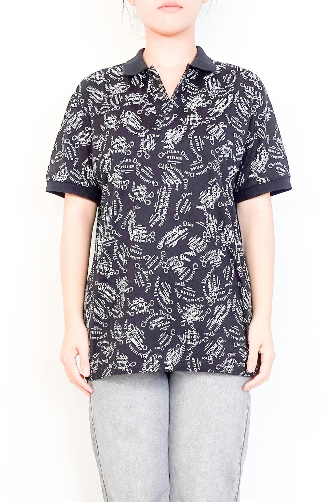 Christian Dior Black Logo Printed Polo Shirt RRP £1000 | Authentic Preloved - Reloved Again
