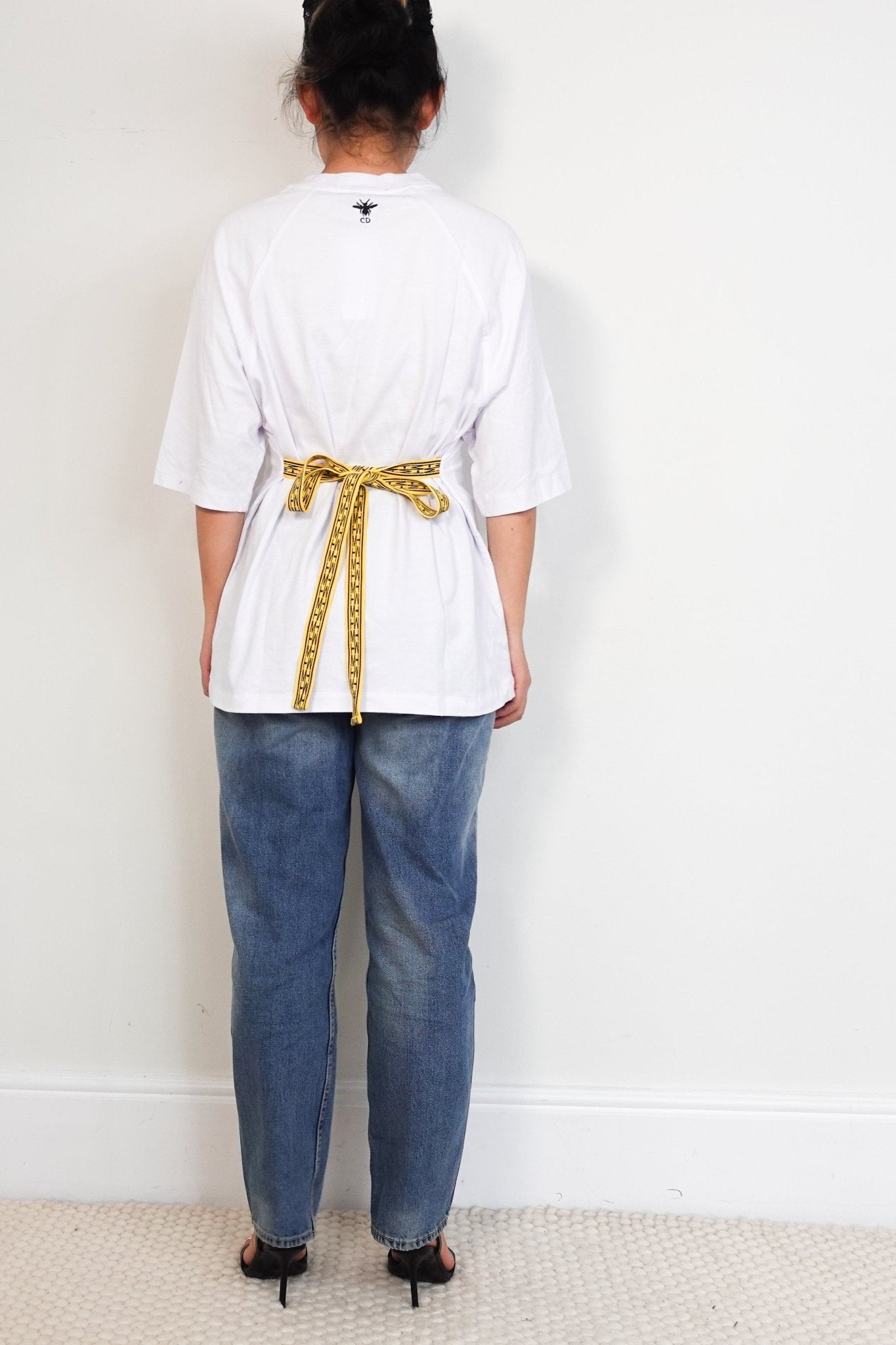 Christian Dior Thebe Magugu X CTAOP White T-Shirt with Yellow Tie RRP £690 | Authentic Preloved - Reloved Again