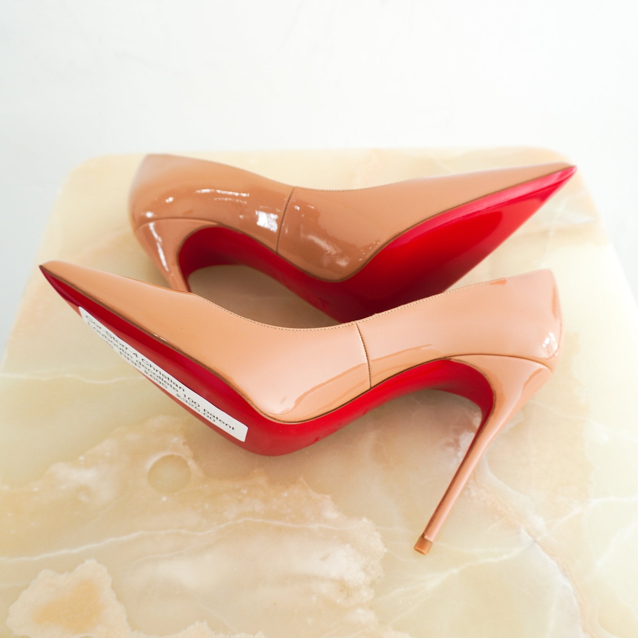 NEW Christian Louboutin Nude Decollete Patent Heels RRP £695 | Authentic Preloved - Reloved Again