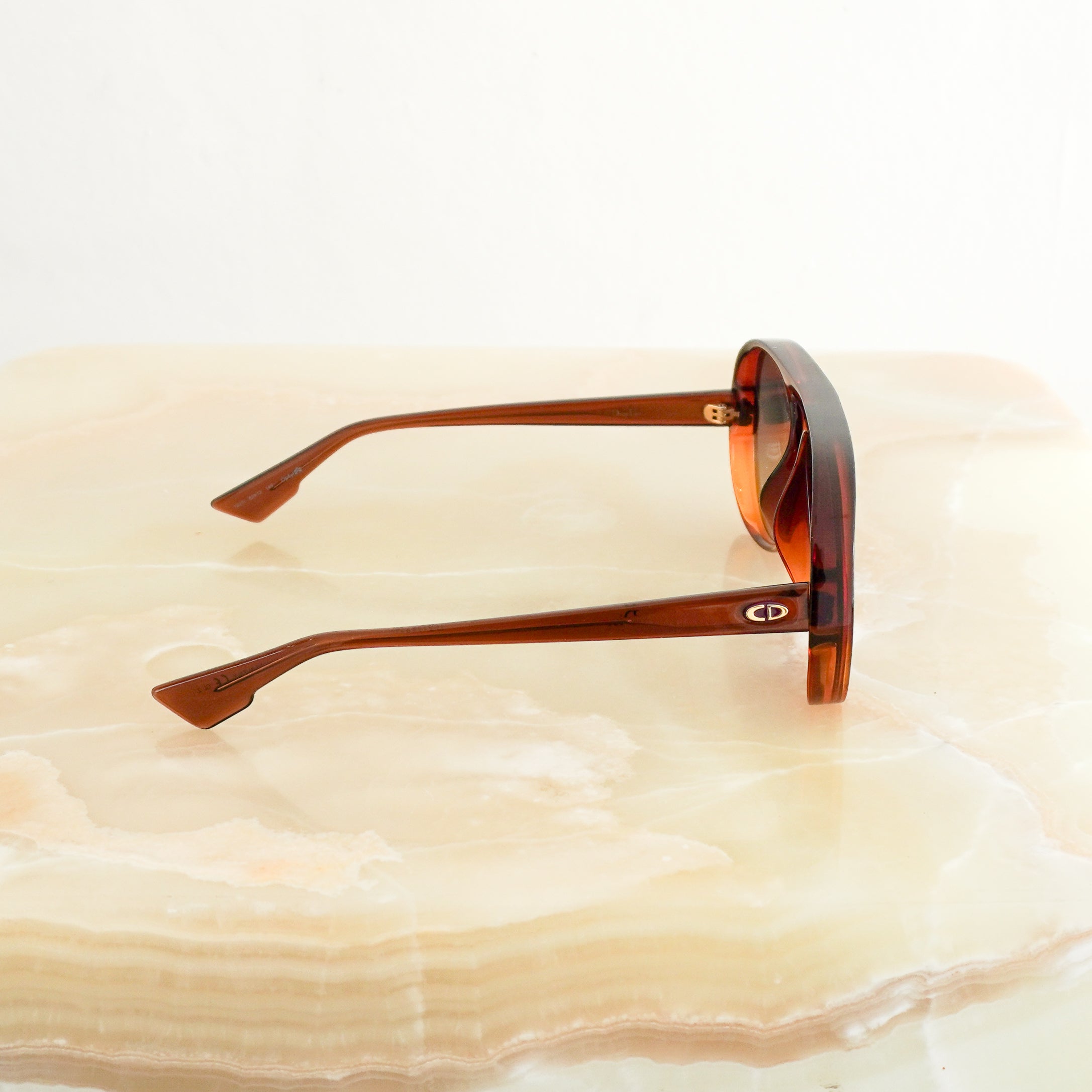 Christian Dior 12/S1 Aviator Sunglasses in Brown Crystal (12/JI) side photo chelsea london