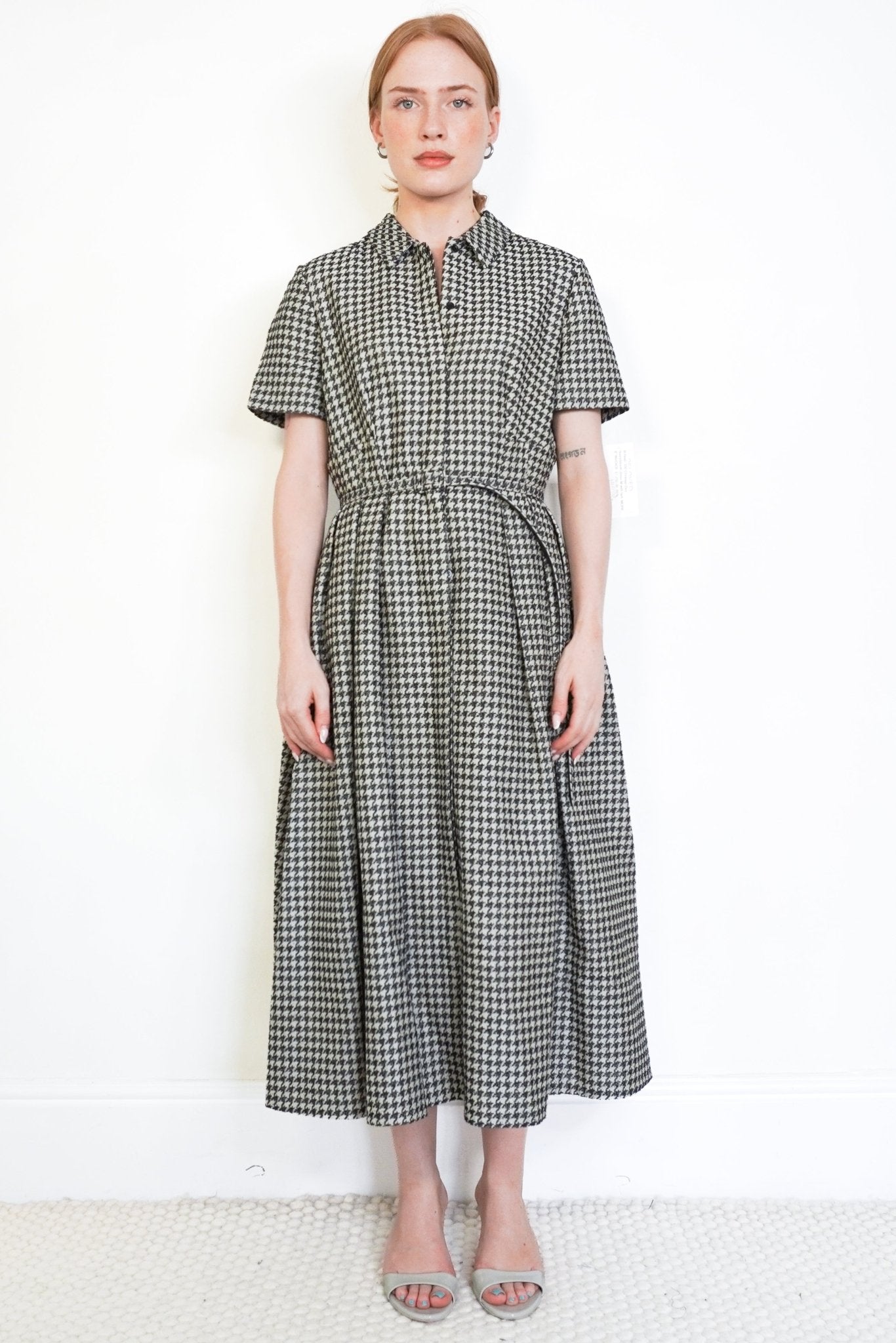 Christian Dior 2022 Cruise Black & White Houndstooth Silk Blend Midi Dress | Authentic Preloved - Reloved Again