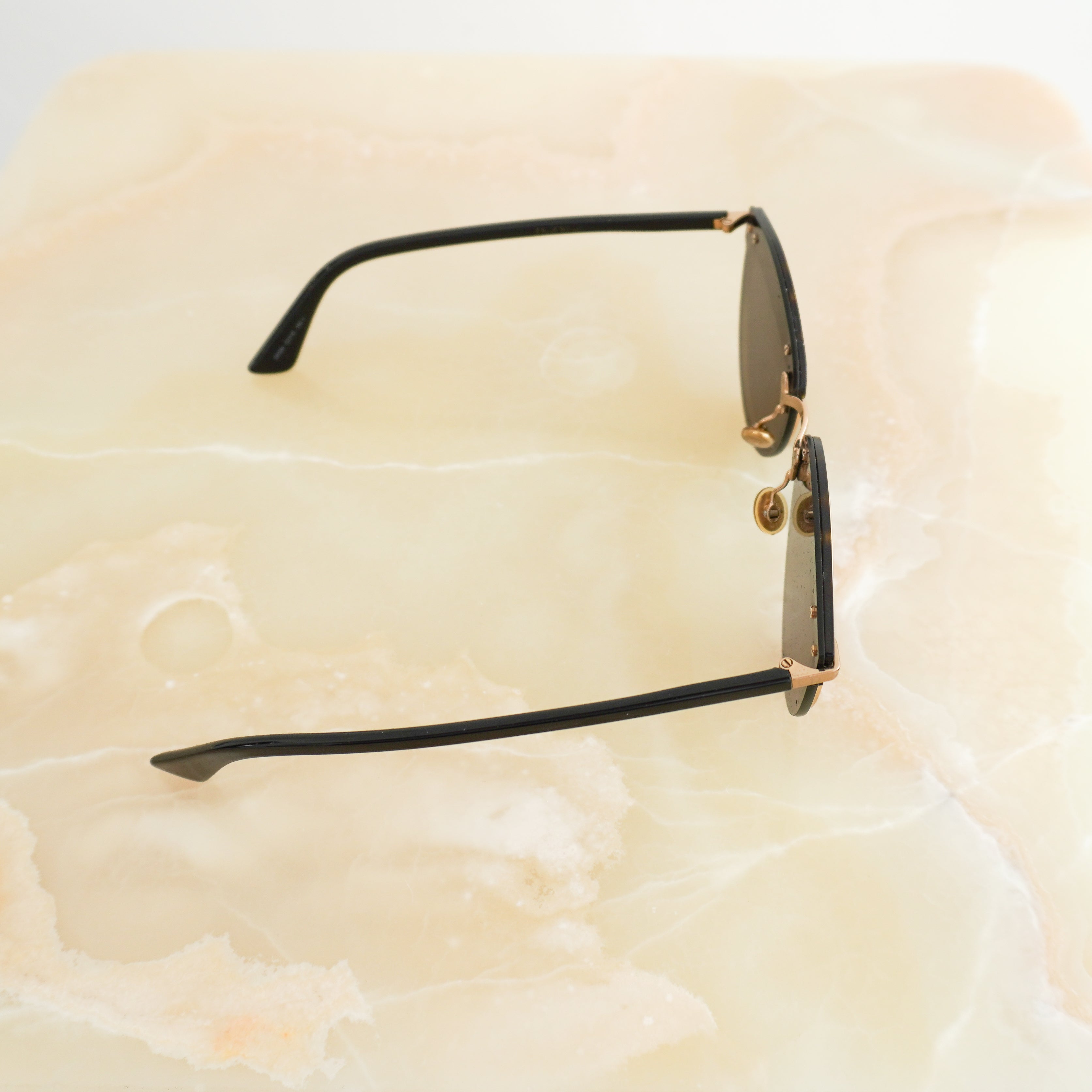Christian Dior 5812M Black &amp; Rose Gold Round Sunglasses side photo chelsea london