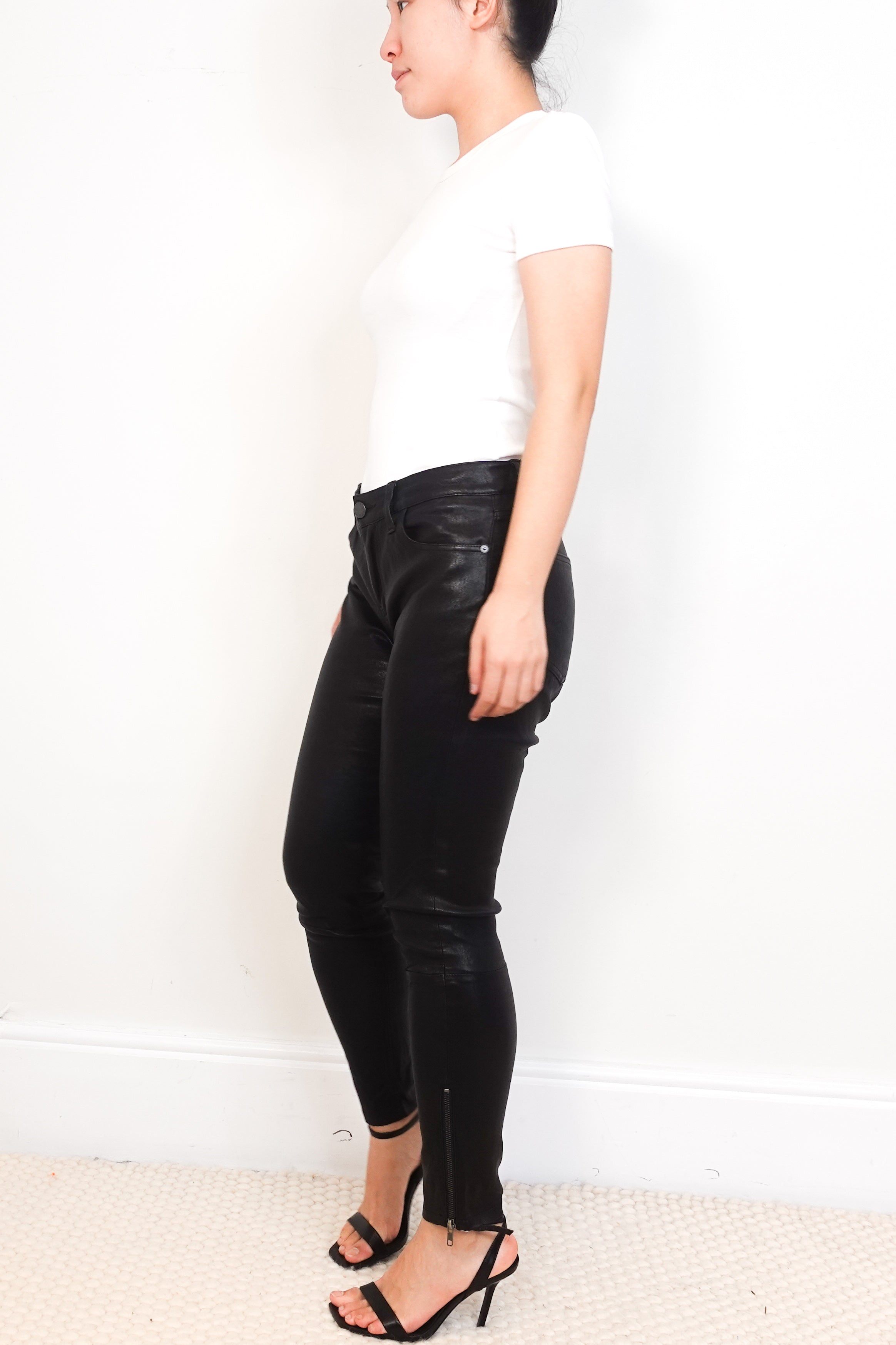Current/Elliott-Black-Leather-Skinny-Trousers-side-picture-Chelsea-London