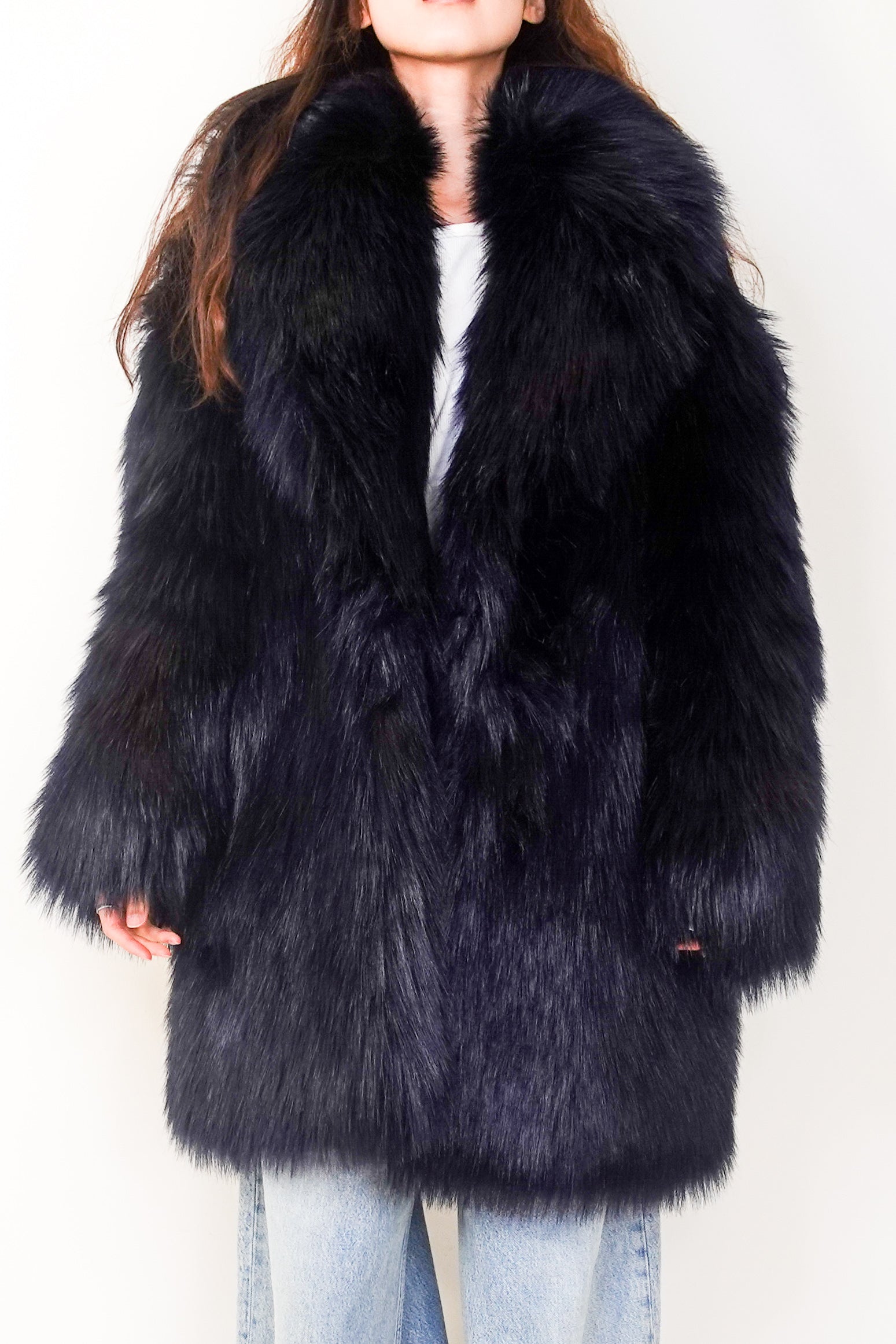 New navy faux fur coat RRP £700