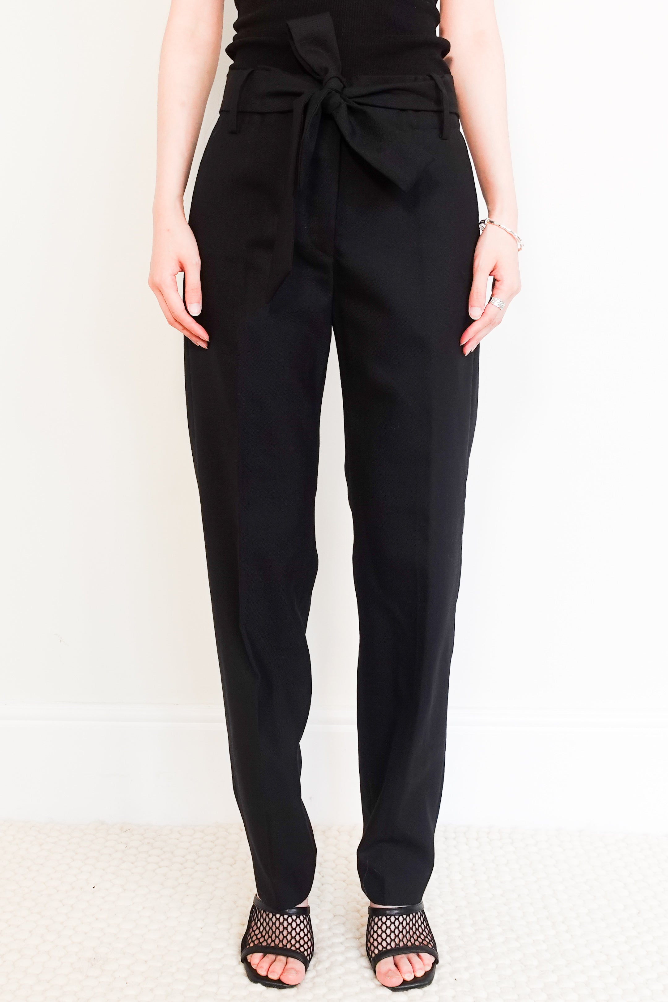 High waisted belted wool trousers RRP £550