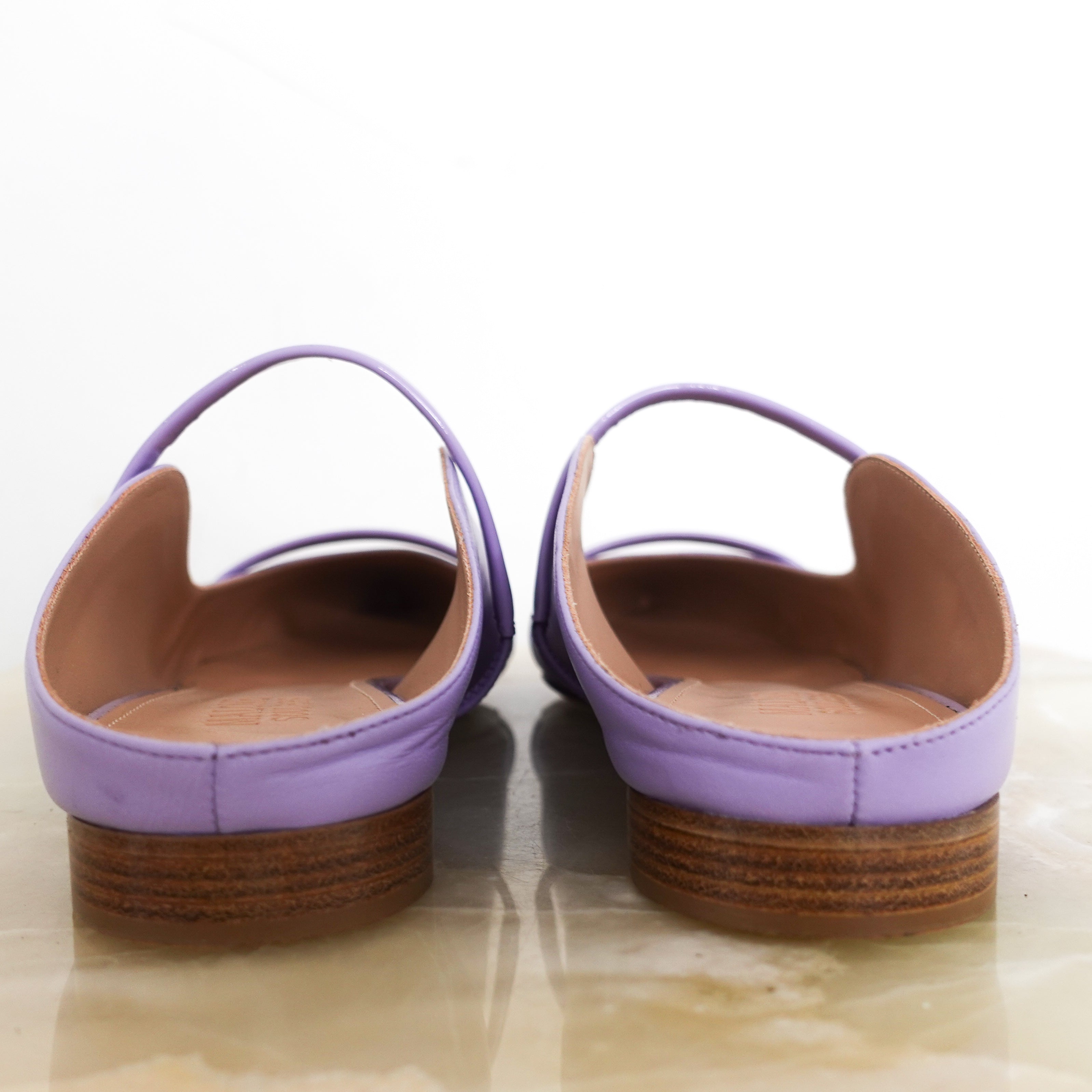 Lilac pointed toe flat mules RRP £495