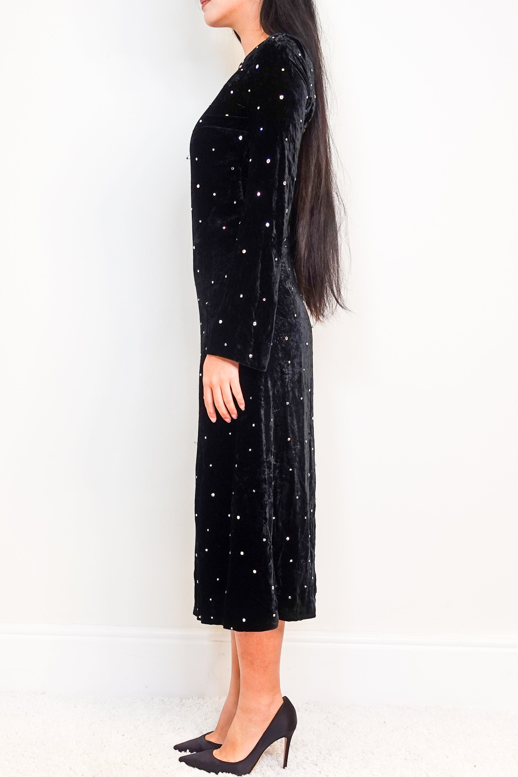 Velvet black maxi dress RRP £1.7K