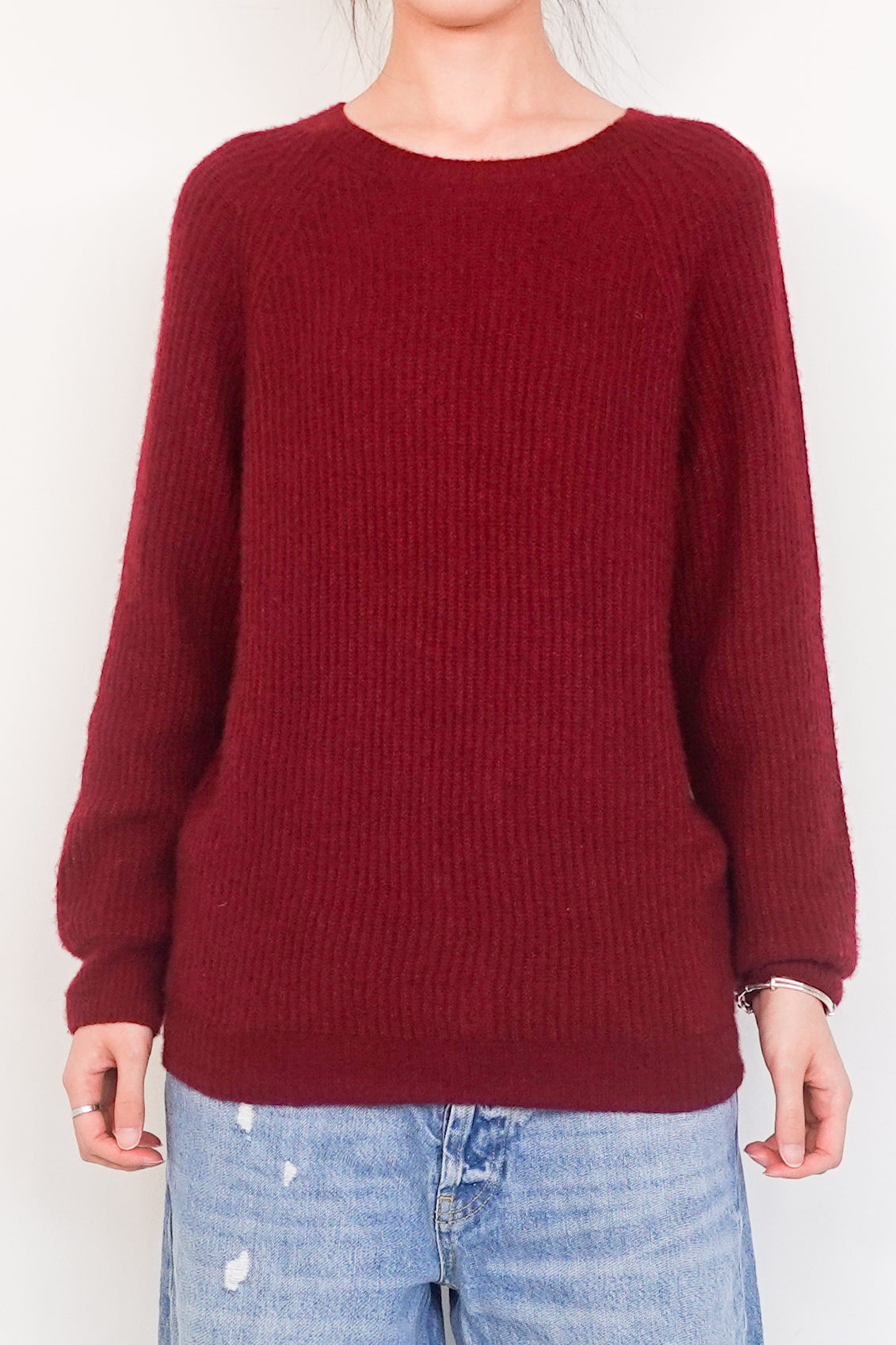 Burgundy knitted jumper cashmere