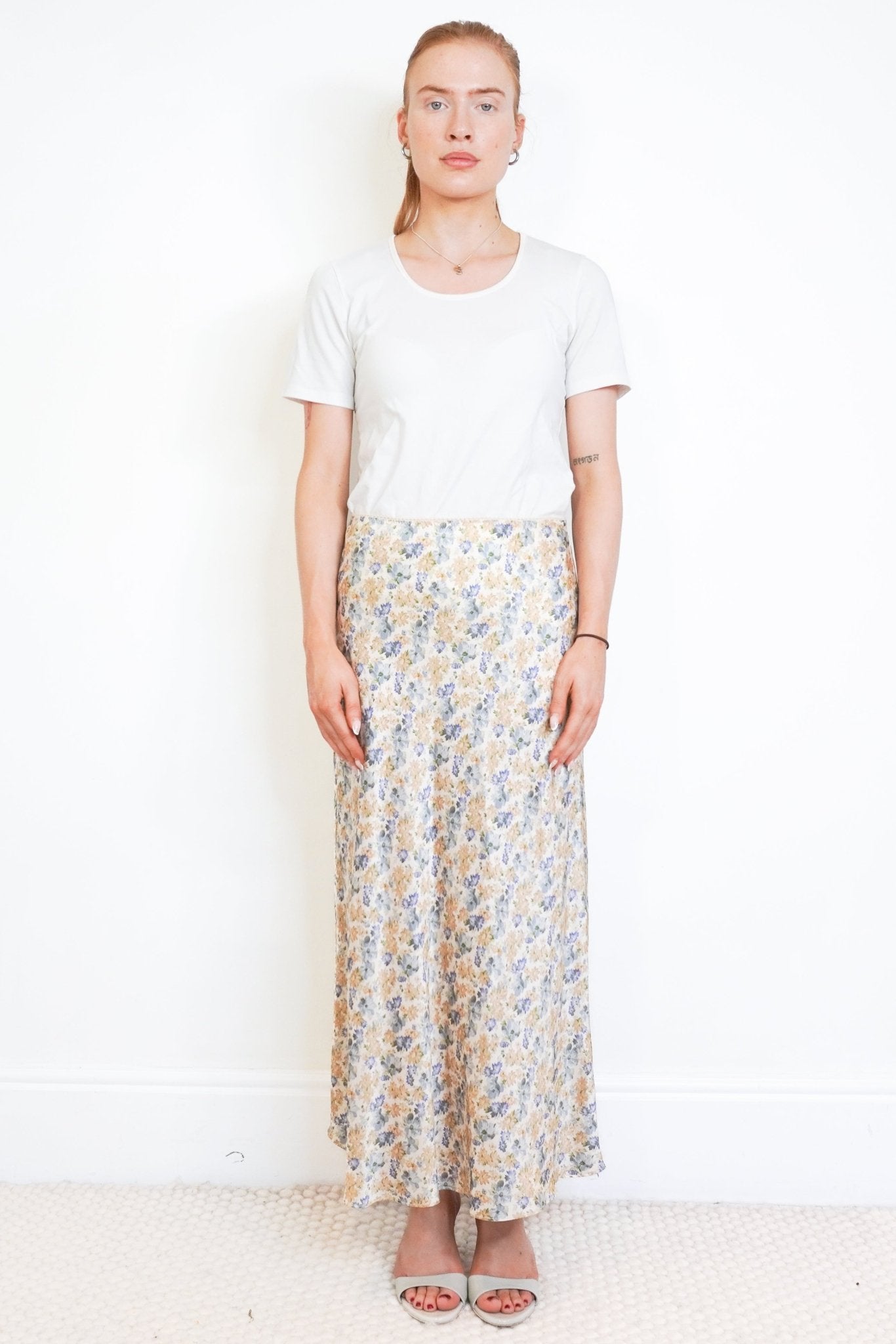 DOEN Cream Floral Silk Maxi Skirt (RRP £270) | Authentic Preloved - Reloved Again