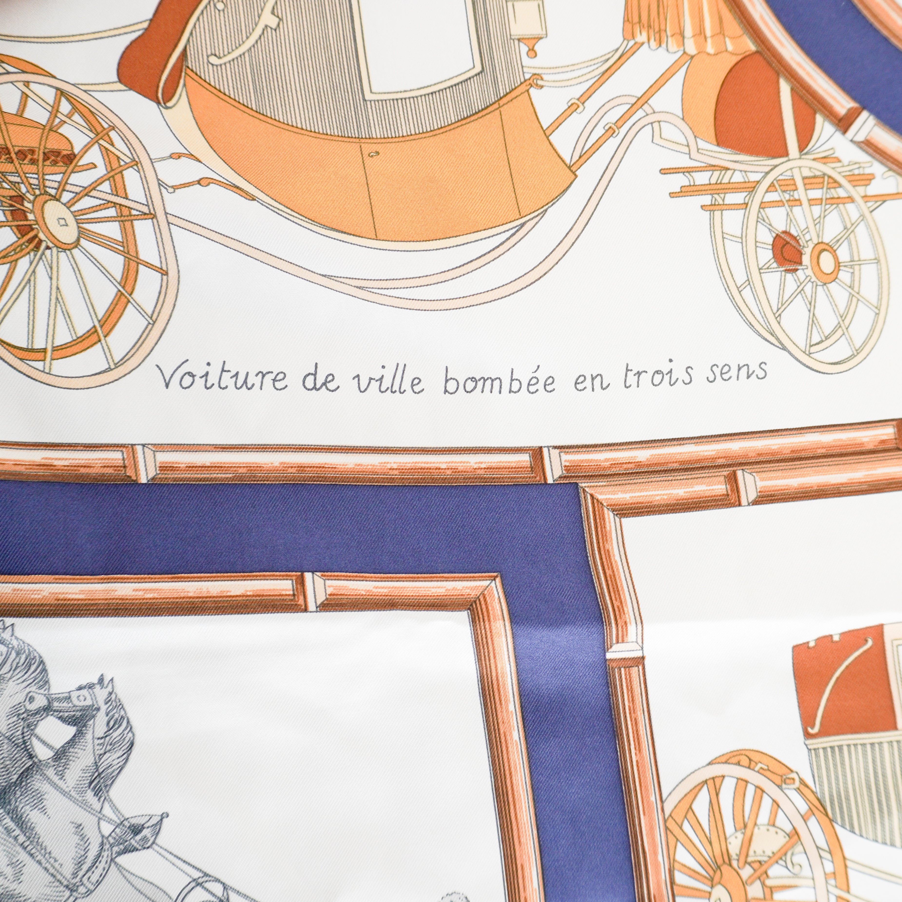 Hermès Voitures de Dames Carré 90 Twill Scarf (RRP £520) | Authentic Preloved FINAL SALE