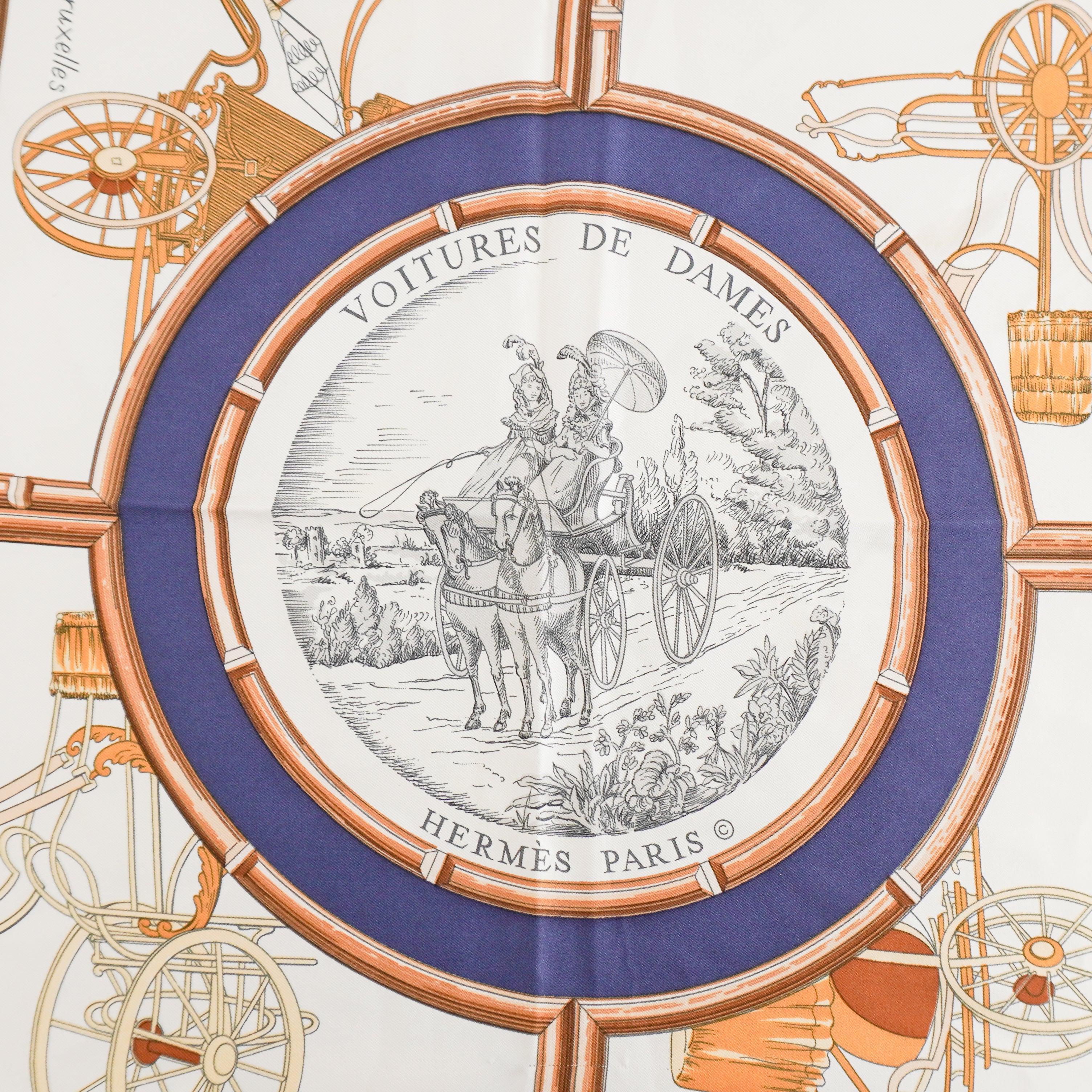 Hermès Voitures de Dames Carré 90 Twill Scarf (RRP £520) | Authentic Preloved FINAL SALE