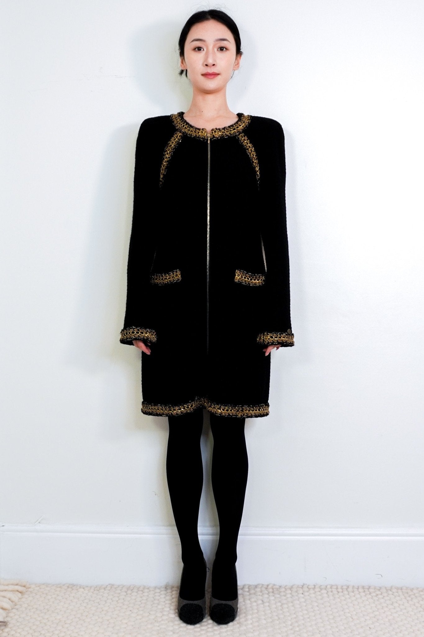 Chanel Black & Gold Appliqu Cambon Wool Dress RRP 5.5K | Authentic P Chanel Black & Gold Appliqu Cambon Wool Dress RRP 5.5K | Authentic P