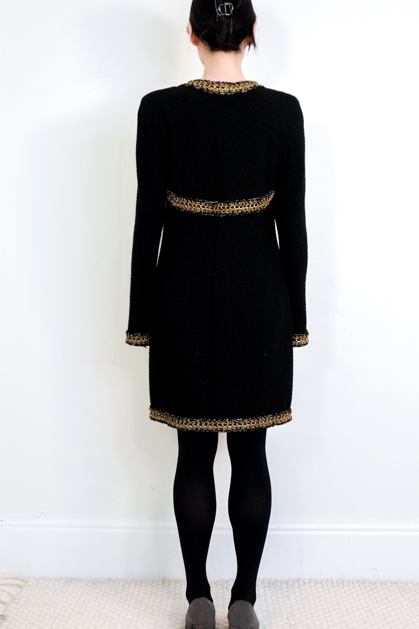 Chanel Black & Gold Appliqué Cambon Wool Dress RRP £5.5K | Authentic Preloved - Reloved Again