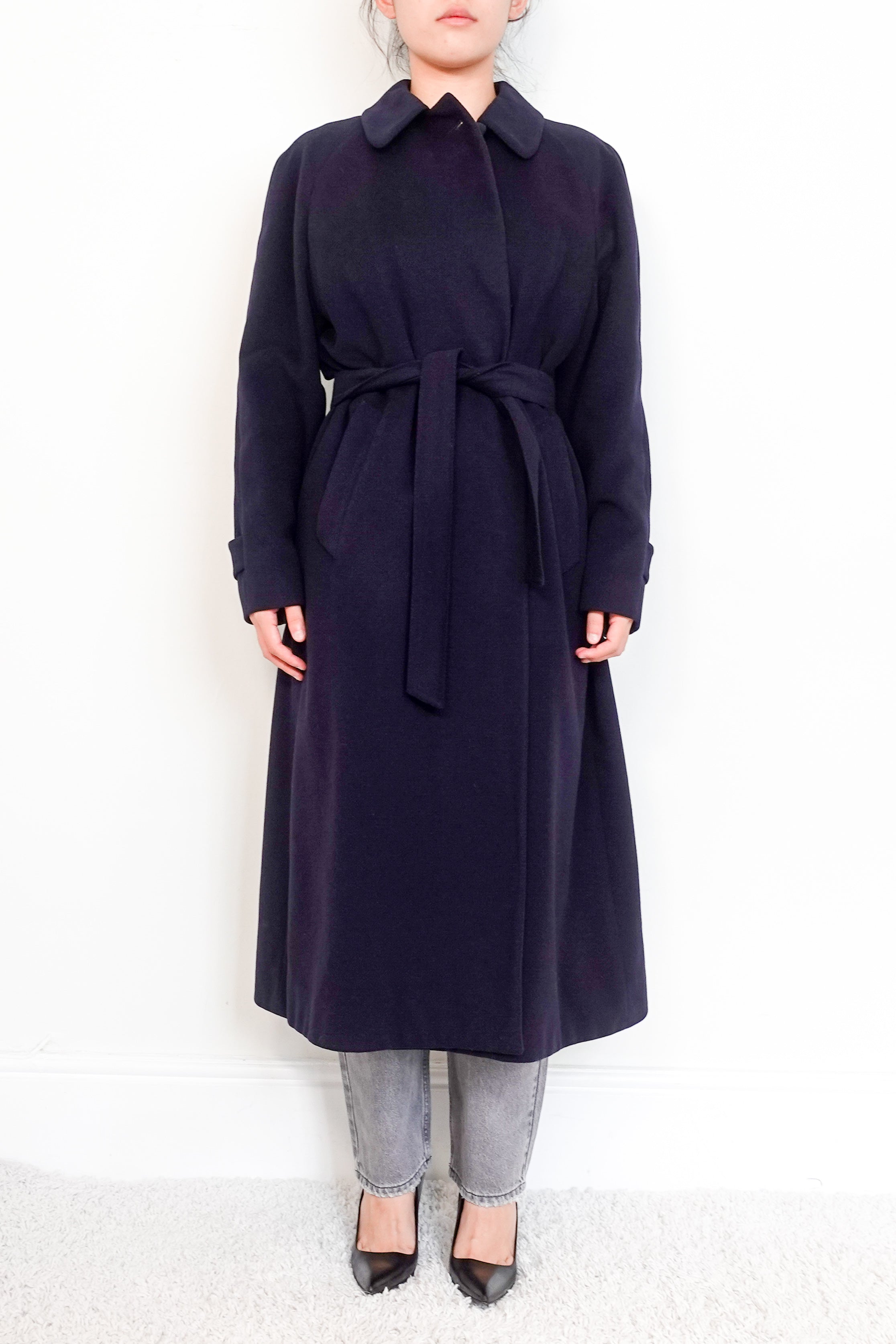 Burberry London Vintage Navy Cashmere Long Coat | Authentic Preloved