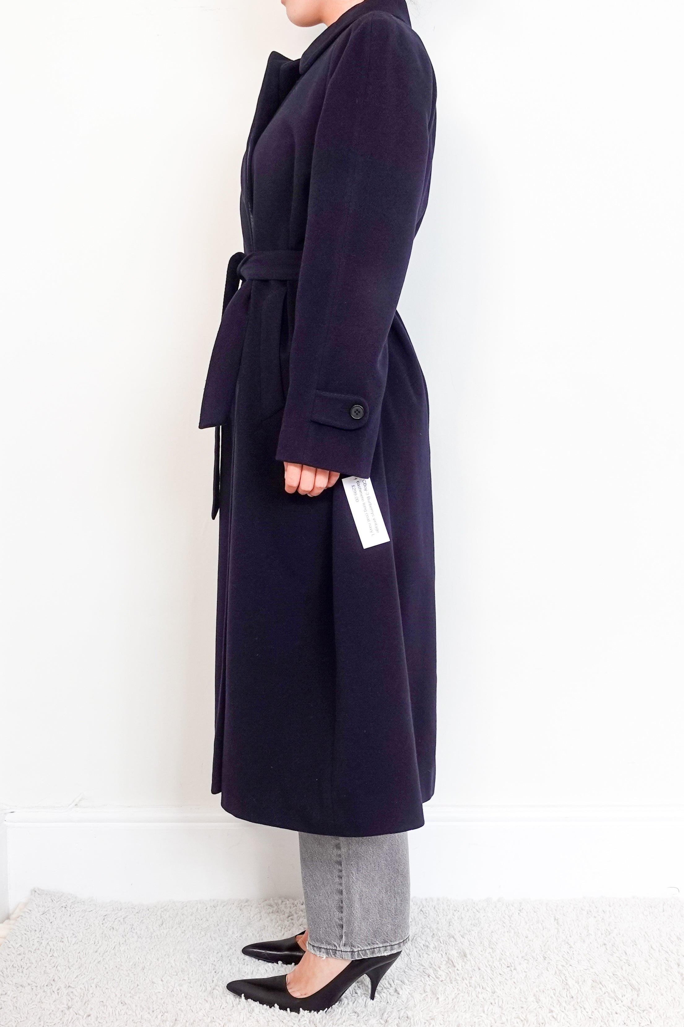 Burberry London Vintage Navy Cashmere Long Coat | Authentic Preloved