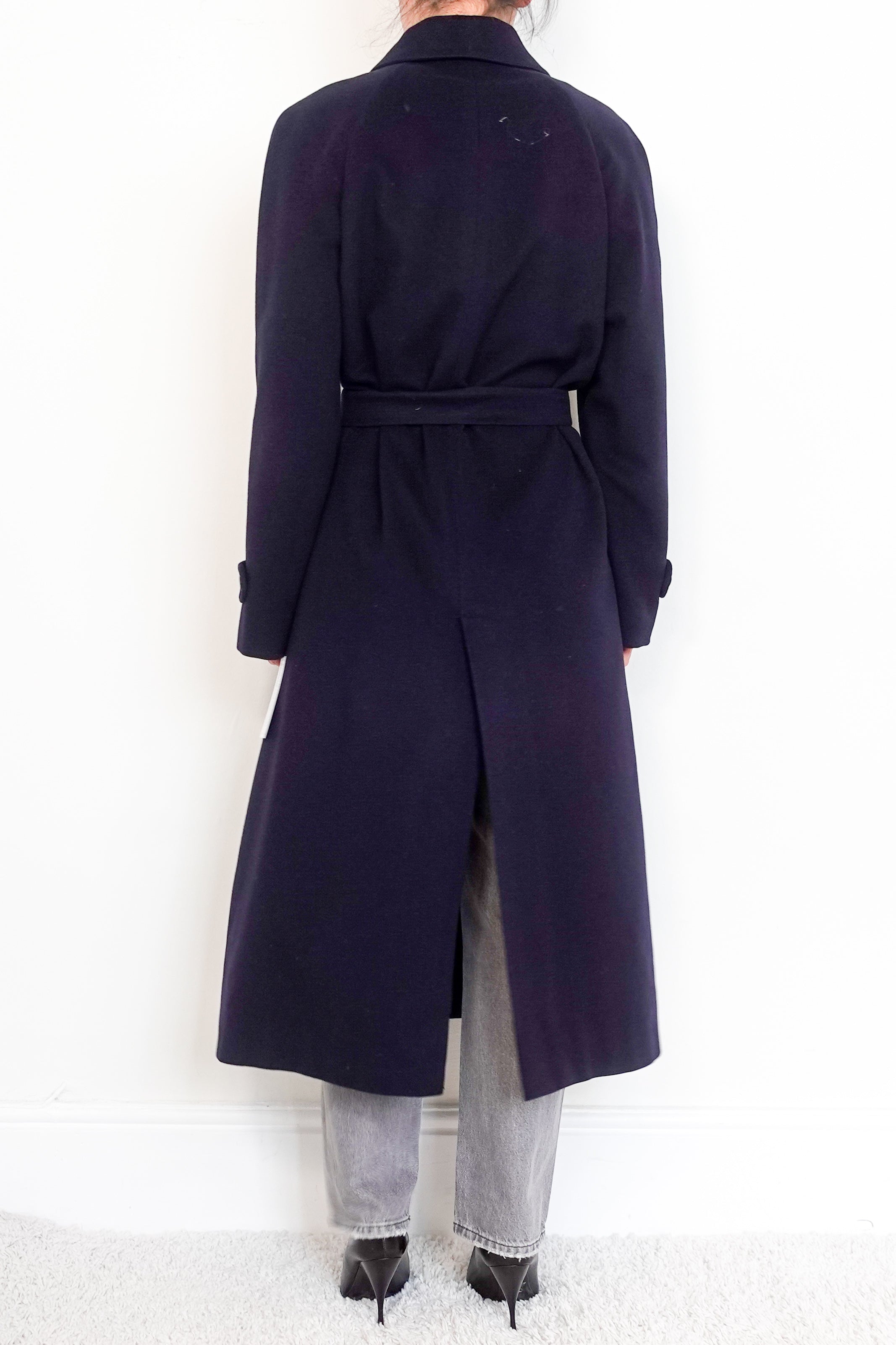 Burberry London Vintage Navy Cashmere Long Coat | Authentic Preloved