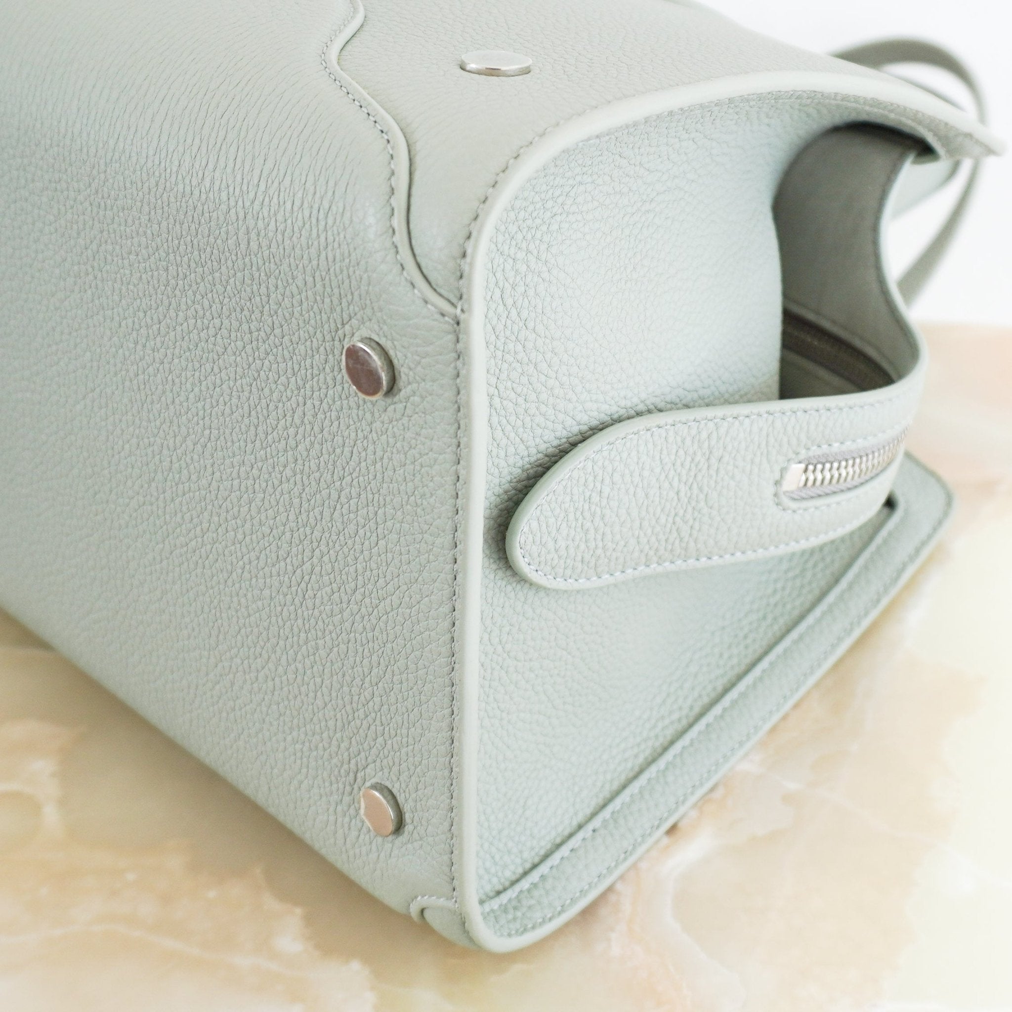 Loro Piana Sesia Medium Leather Tote in Eucalyptus RRP £3340 | Authentic Preloved - Reloved Again