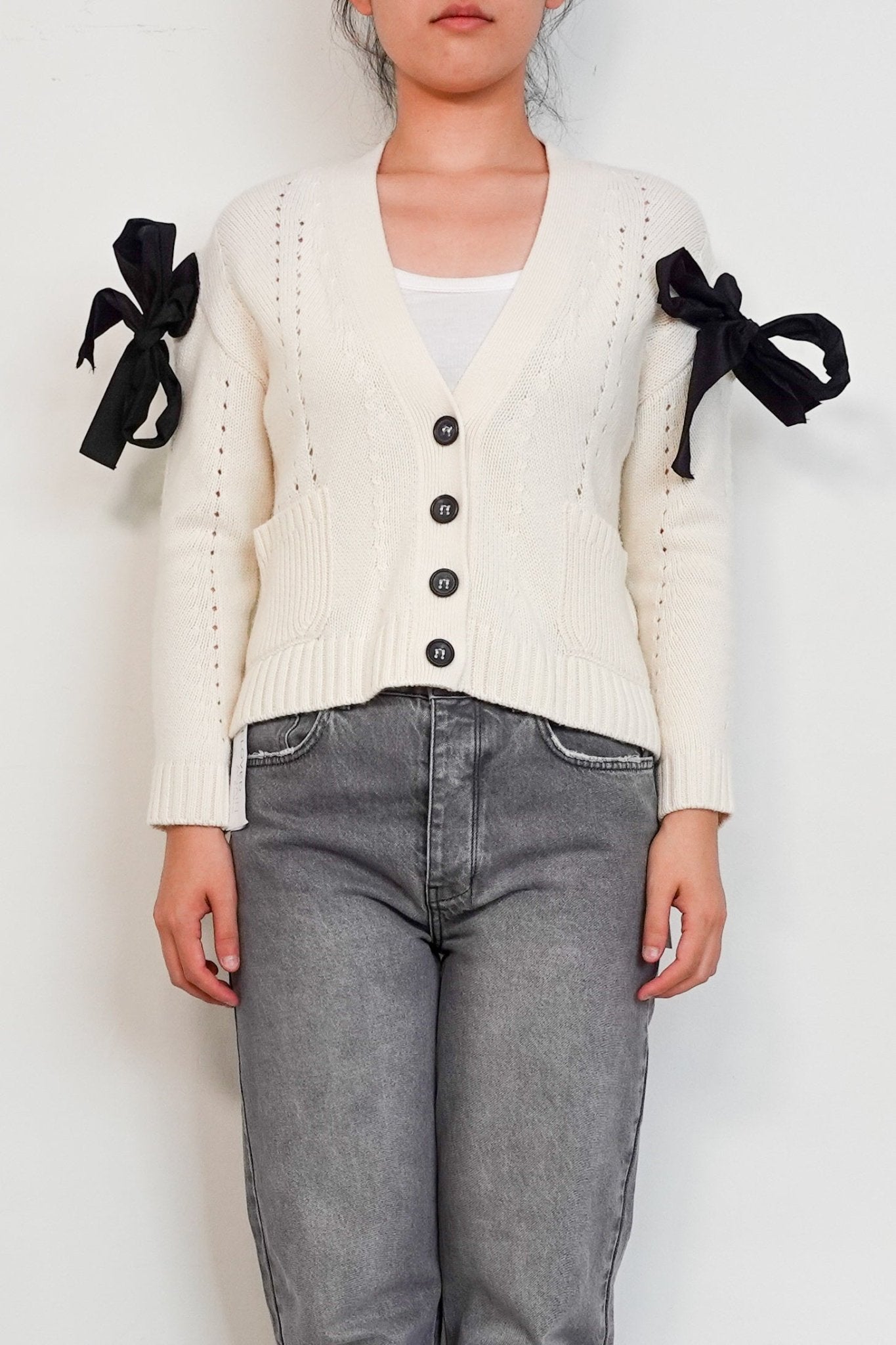 Red Valentino Cream Cardigan with Black Bows RRP £250 | Authentic Preloved - Reloved Again