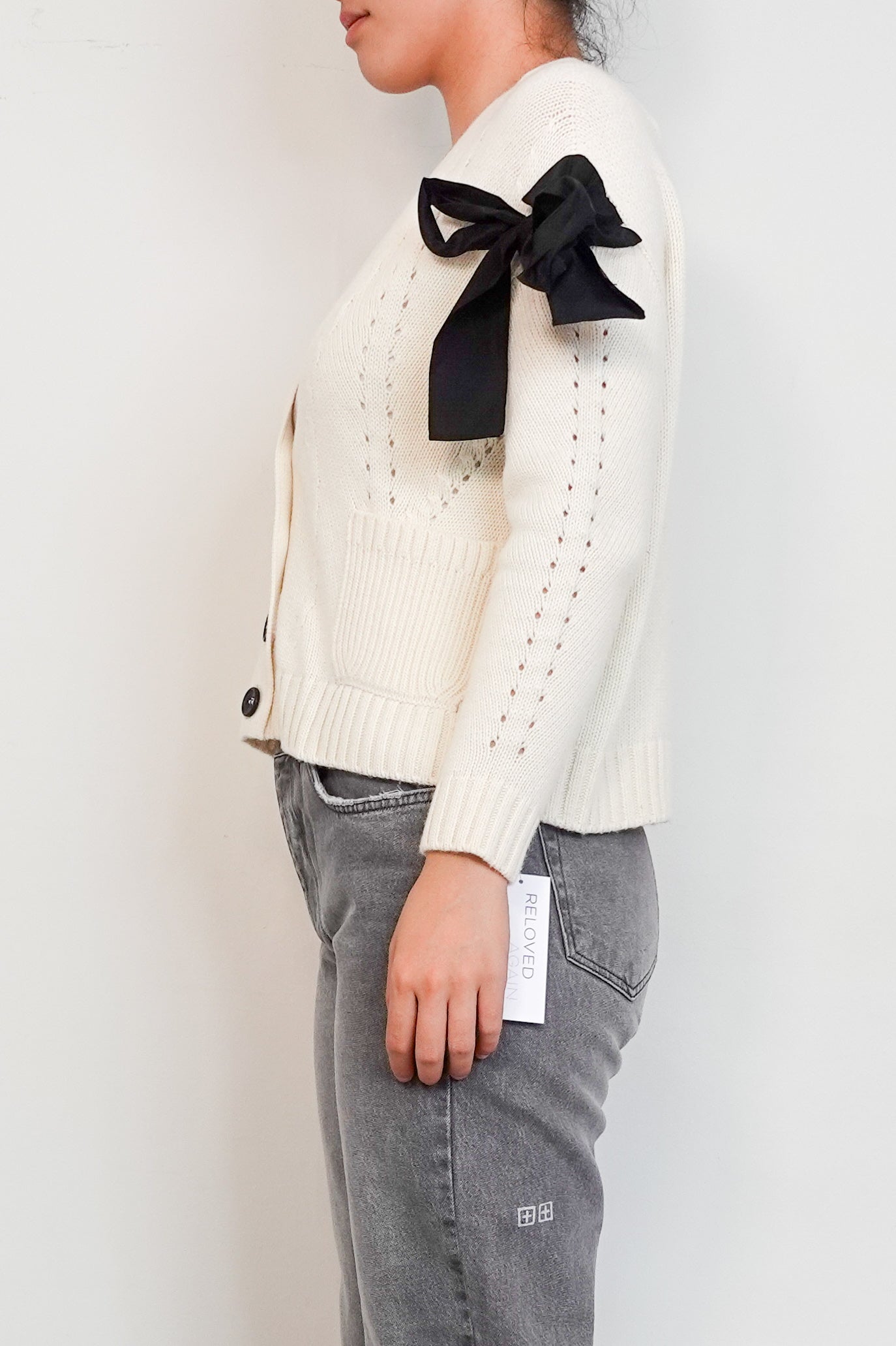 Red Valentino Cream Cardigan with Black Bows RRP £250 | Authentic Preloved - Reloved Again
