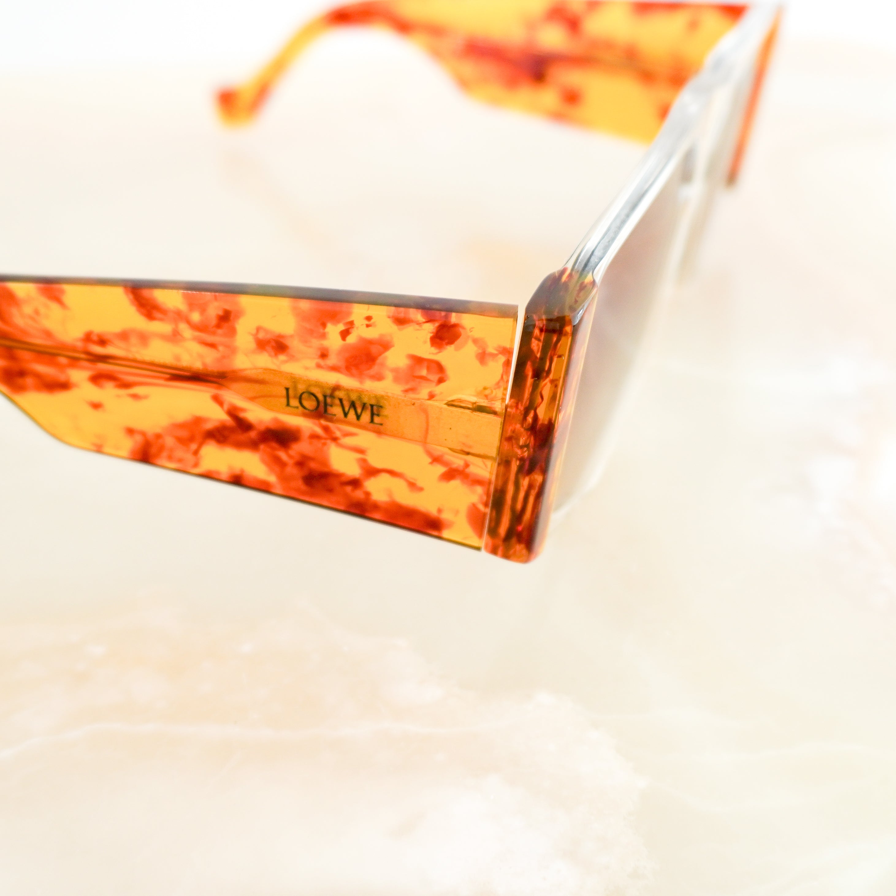 Loewe Translucent Amber Tortoiseshell Rectangular Sunglasses - LW40026U 26F (RRP £330) | Authentic Preloved FINAL SALE