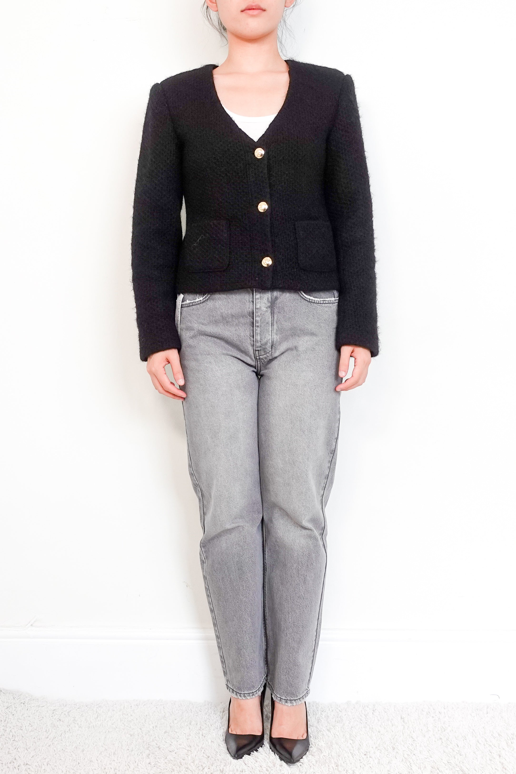 Anine Bing Boucle Black Cropped Jacket | Authentic Preloved