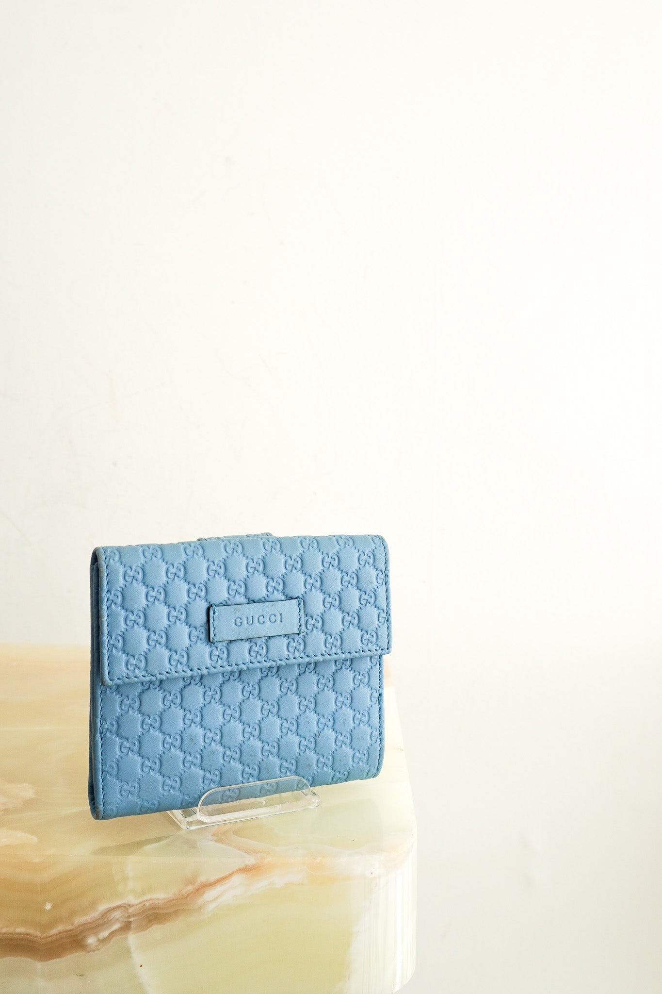 Gucci GG Monogram Bi - Fold Wallet in Blue RRP £495 | Authentic Preloved - Reloved Again