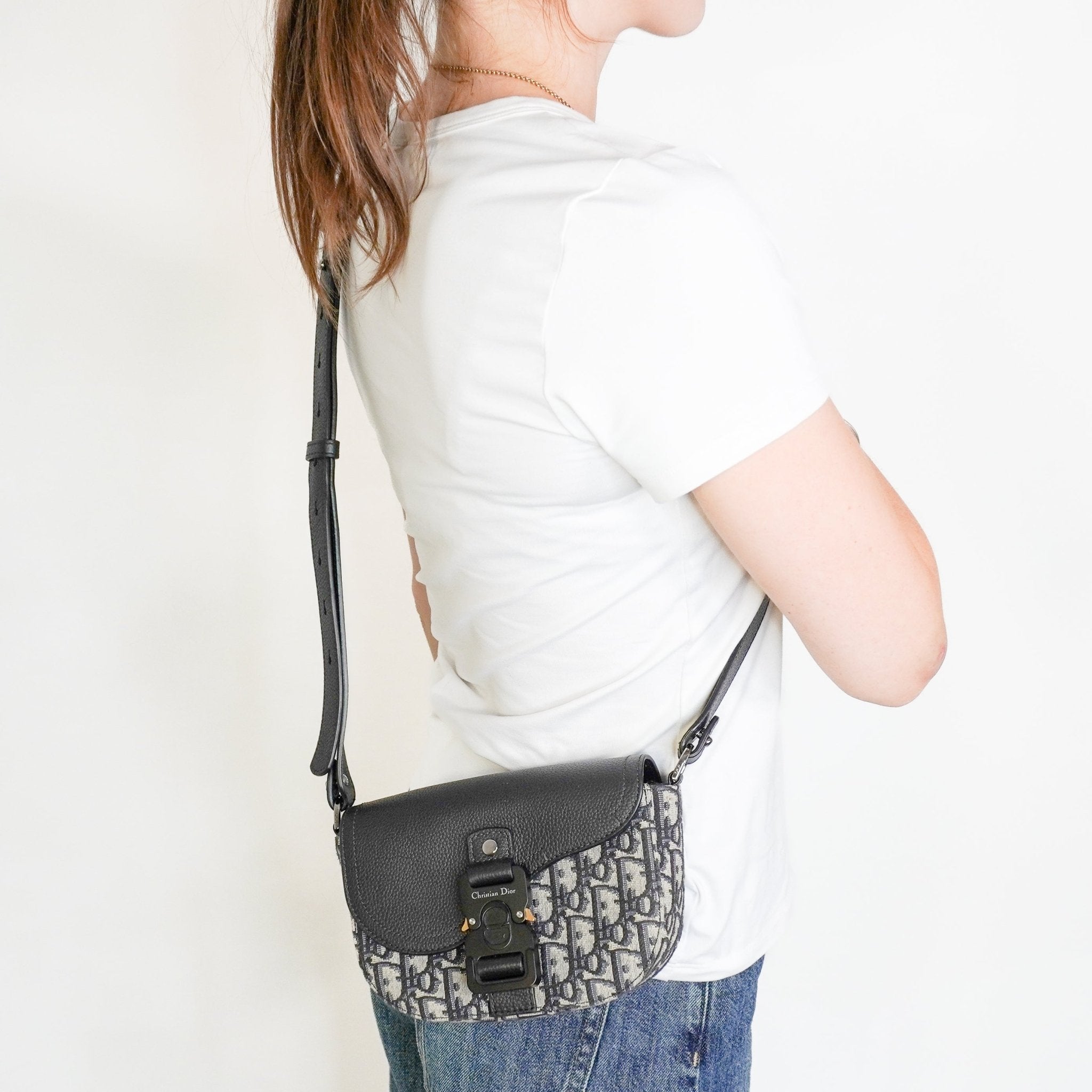 Dior Mini Saddle Messenger Bag with Flap in Beige and Black (RRP £1900) | Authentic Preloved - Reloved Again