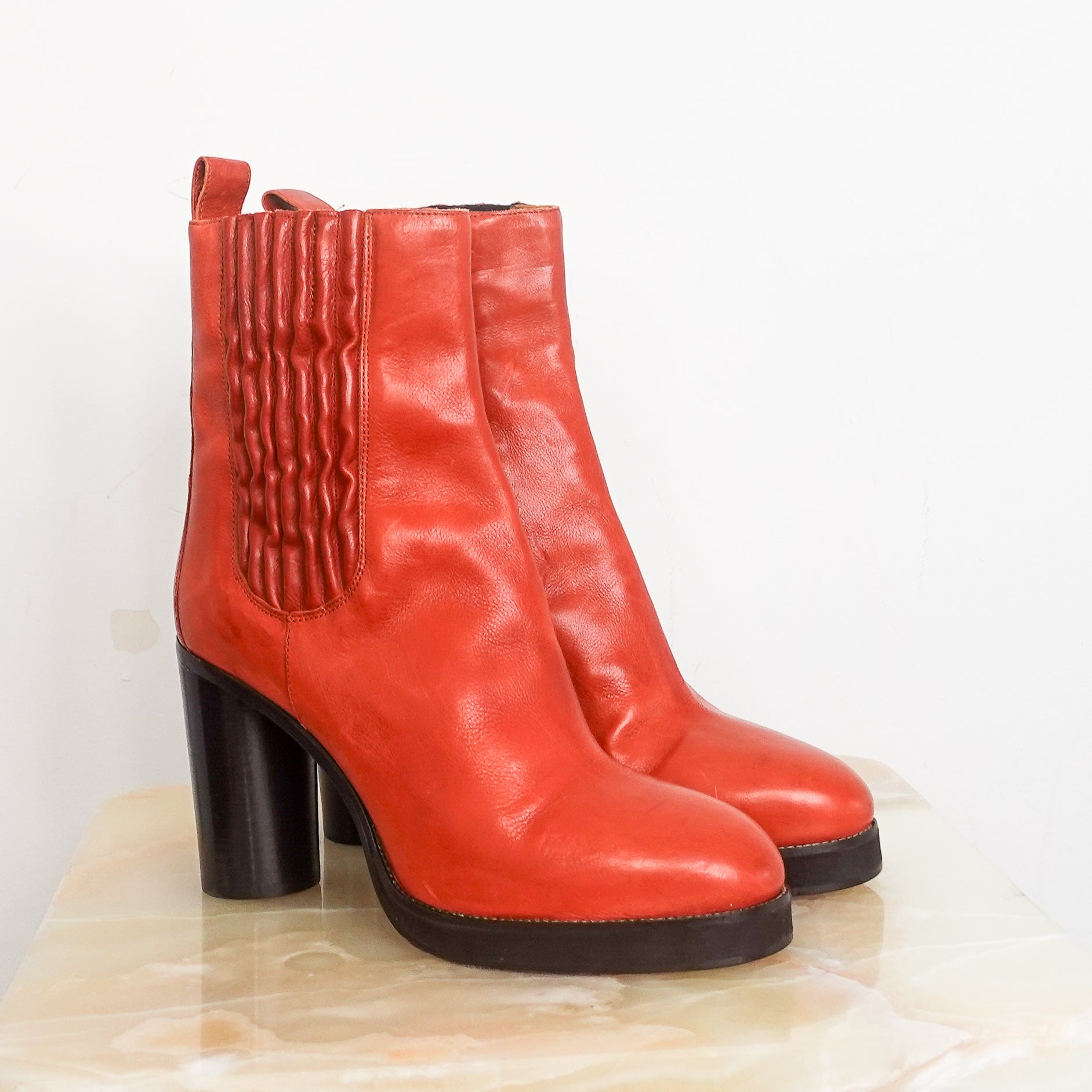 Calf Skin Red Ankle Boots RRP £800