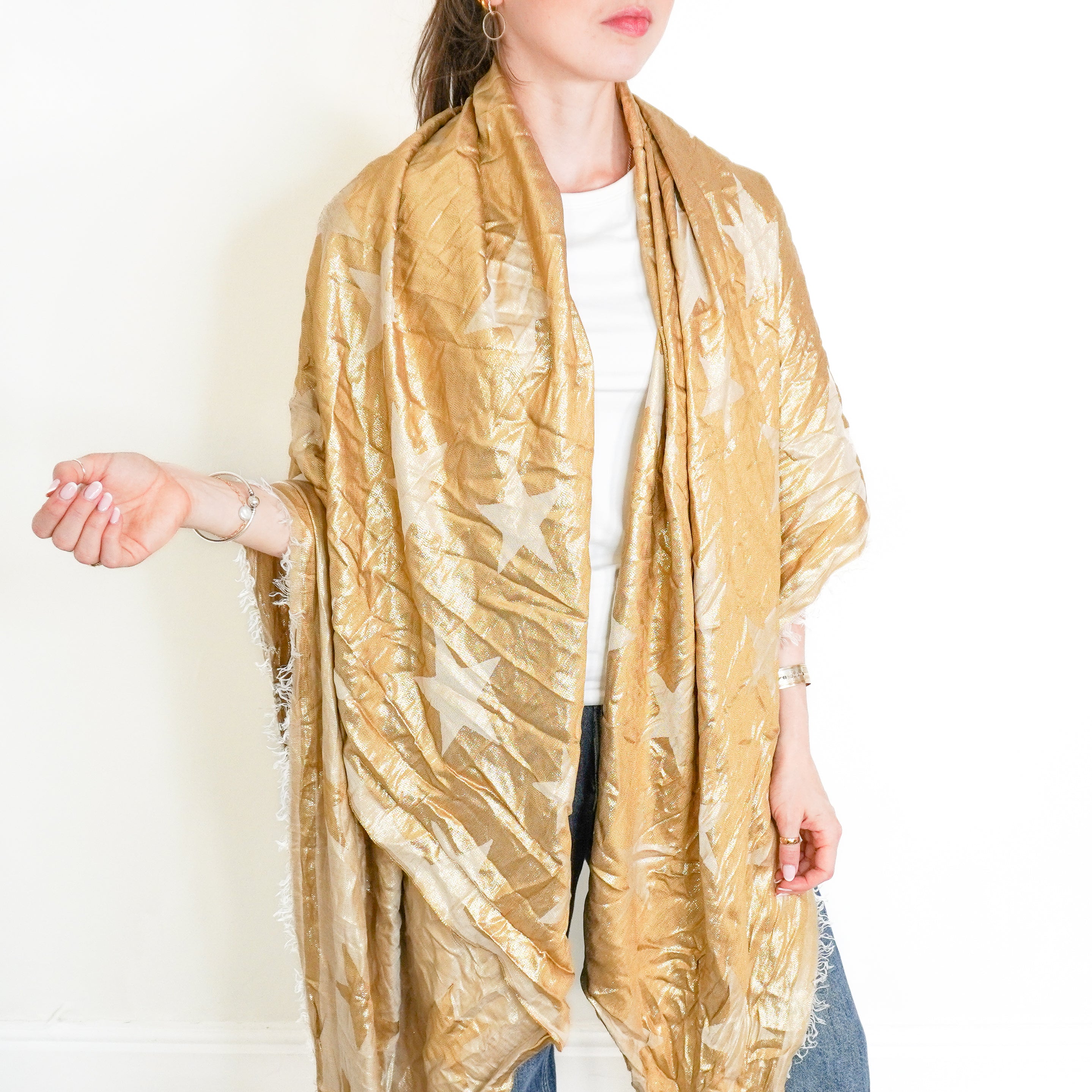 Stella McCartney Gold Star Metallic Shawl (RRP £275) | Authentic Preloved FINAL SALE