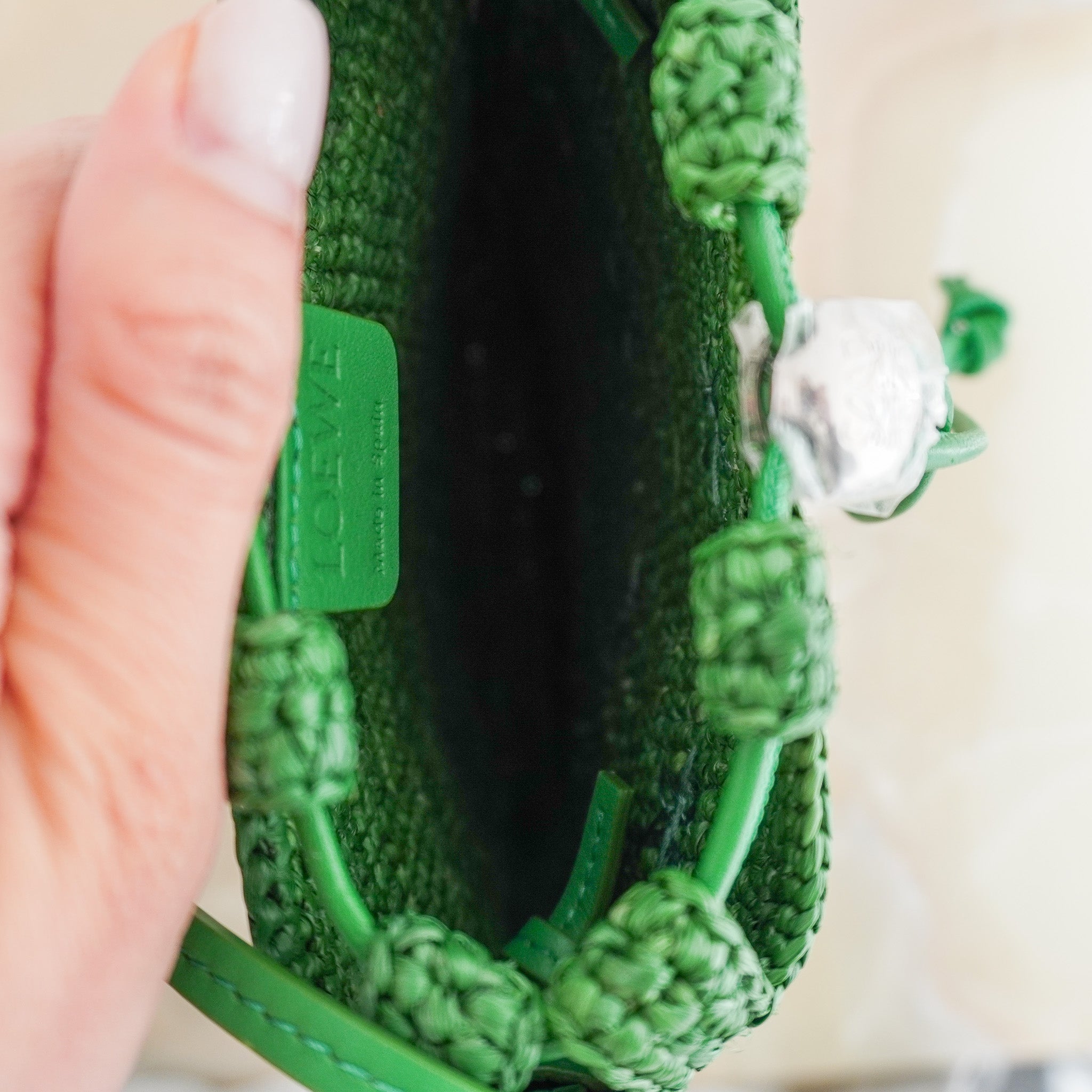 Loewe x Paula Ibiza Drawstring Pocket Bag in Green RRP £750 | Authentic Preloved - Reloved Again