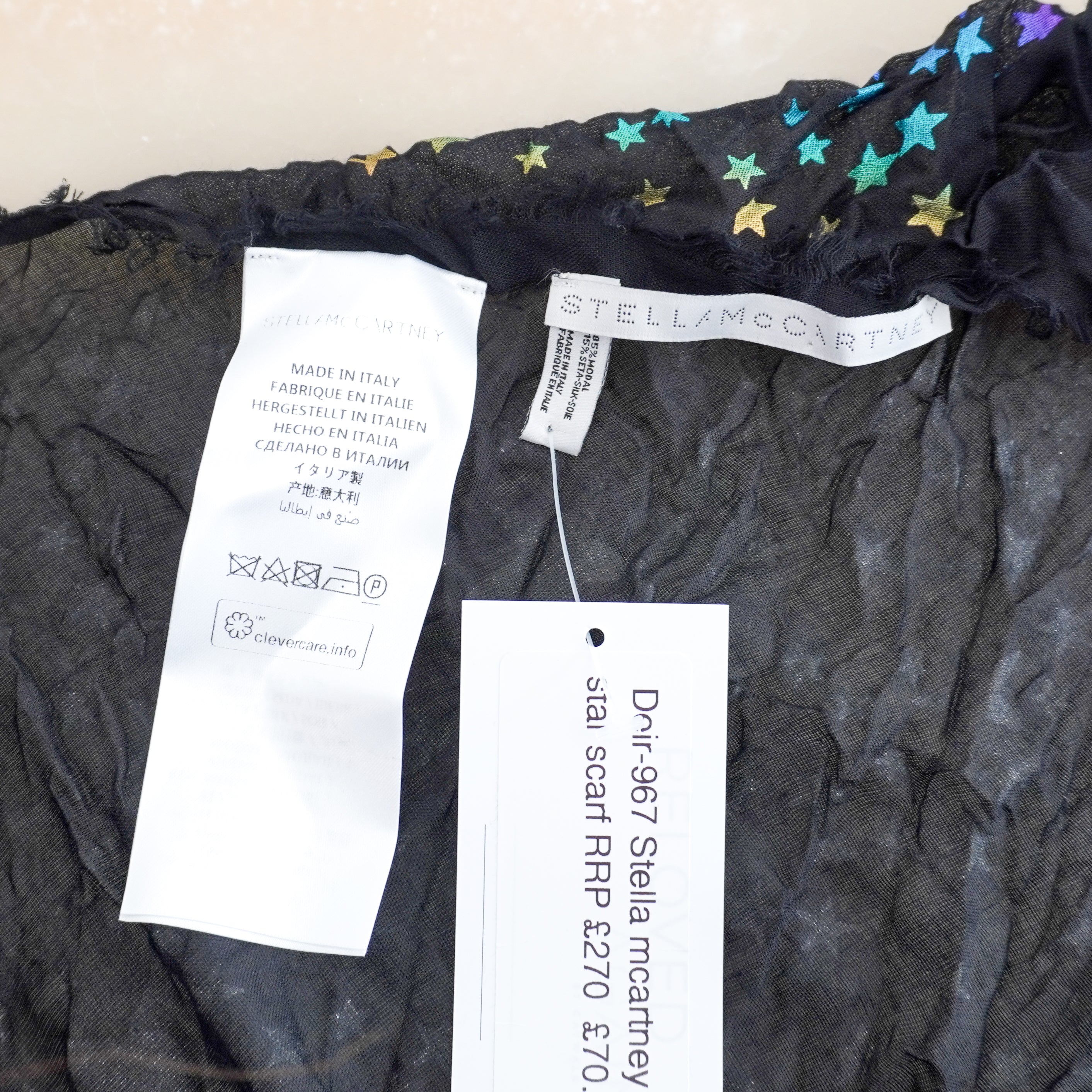 Stella McCartney Black & Multicolour Star Shawl (RRP £275) | Authentic Preloved FINAL SALE
