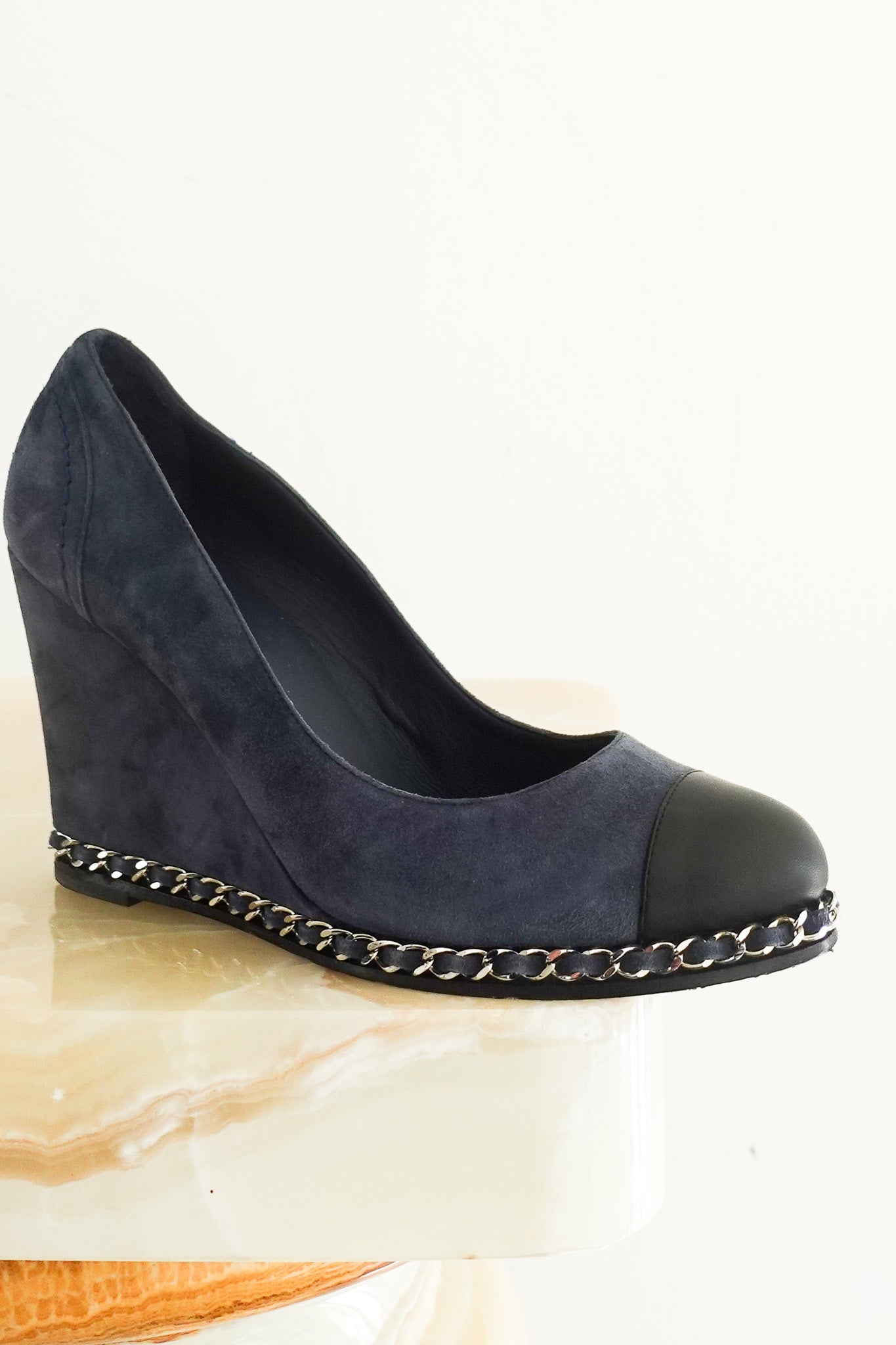 Blue suede wedges RRP £500