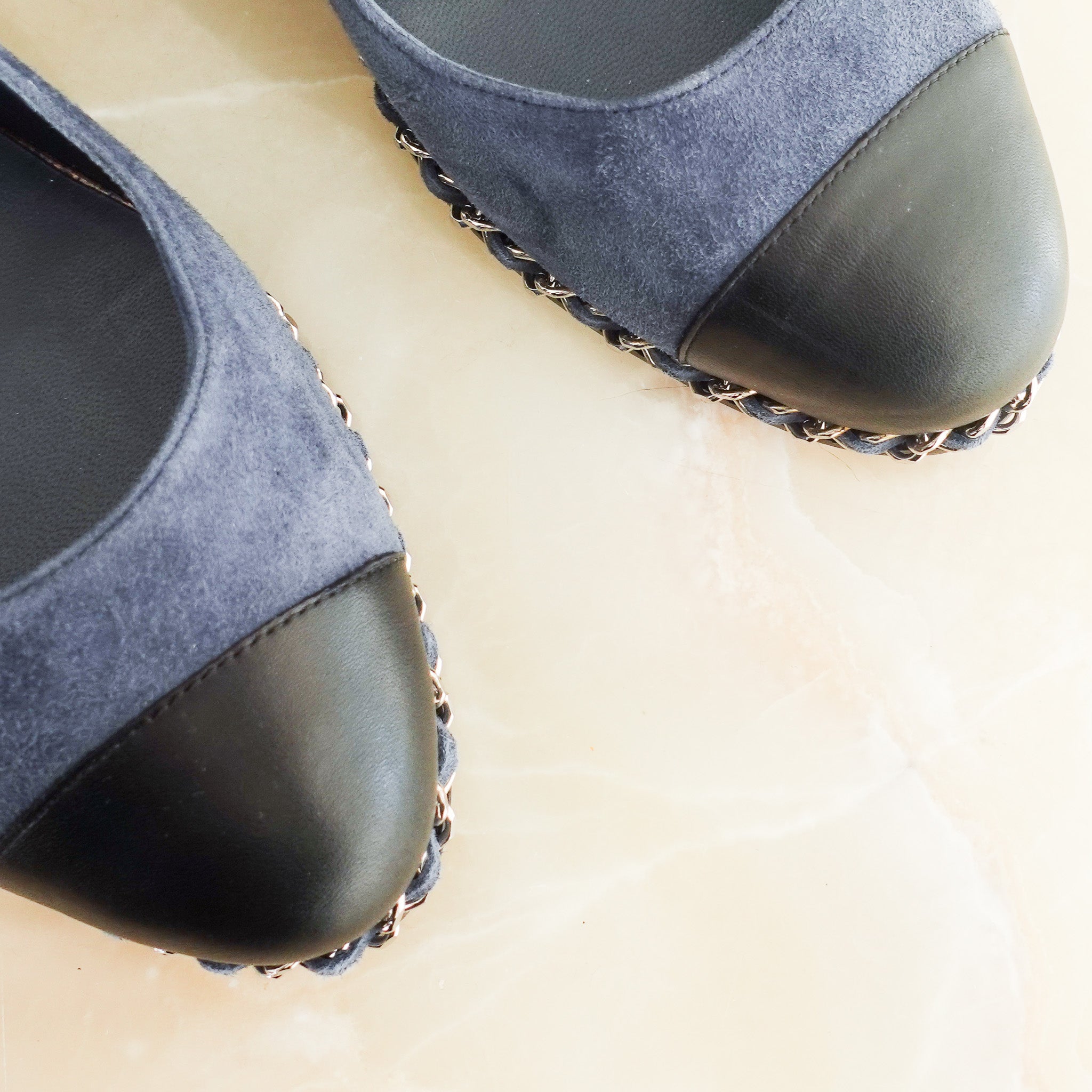 Blue suede wedges RRP £500