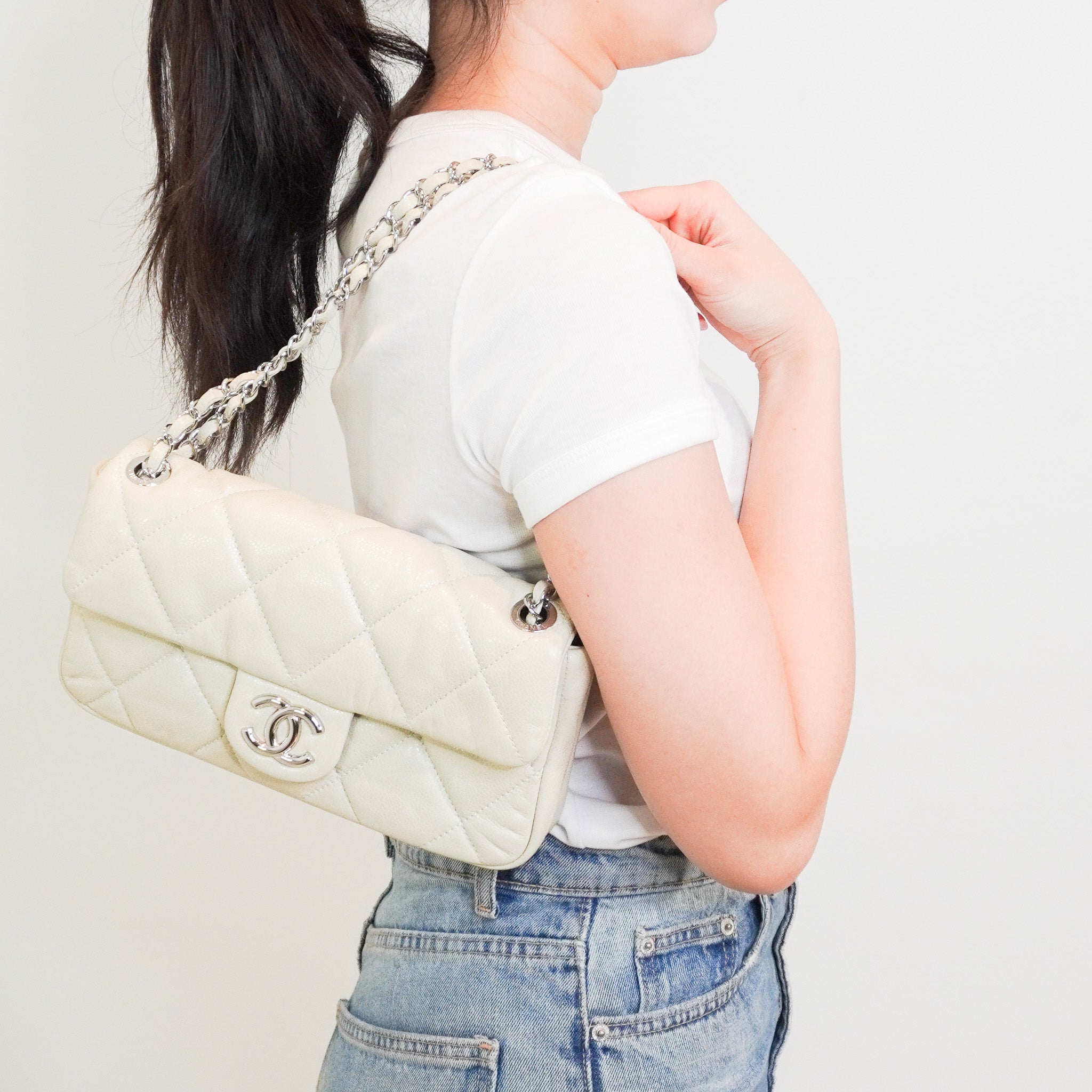 RARE Chanel Nature Glazed Caviar Quilted Flap Shoulder Bag RRP £5100 | Authentic Preloved - Reloved Again