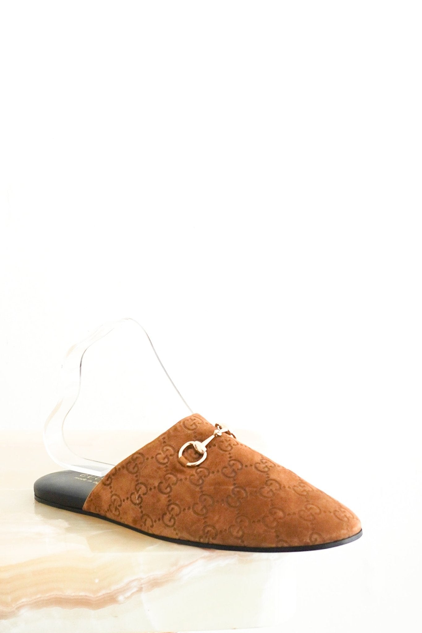 NEW Gucci Pepper Brown Suede GG Annette Mules RRP £710 | Authentic Preloved