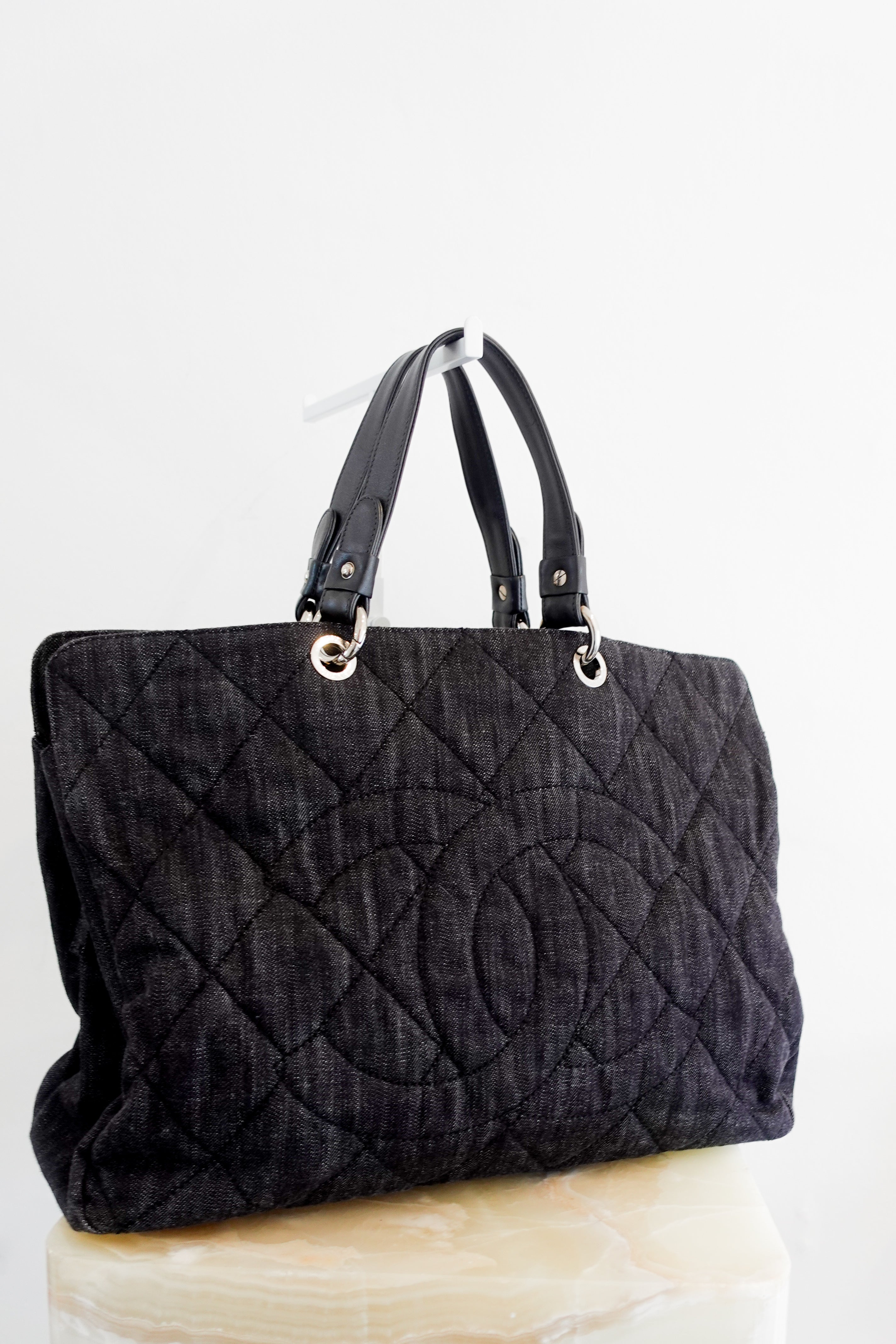 Chanel Quilted Denim oversized Canvas Tote bag | Authentic Preloved