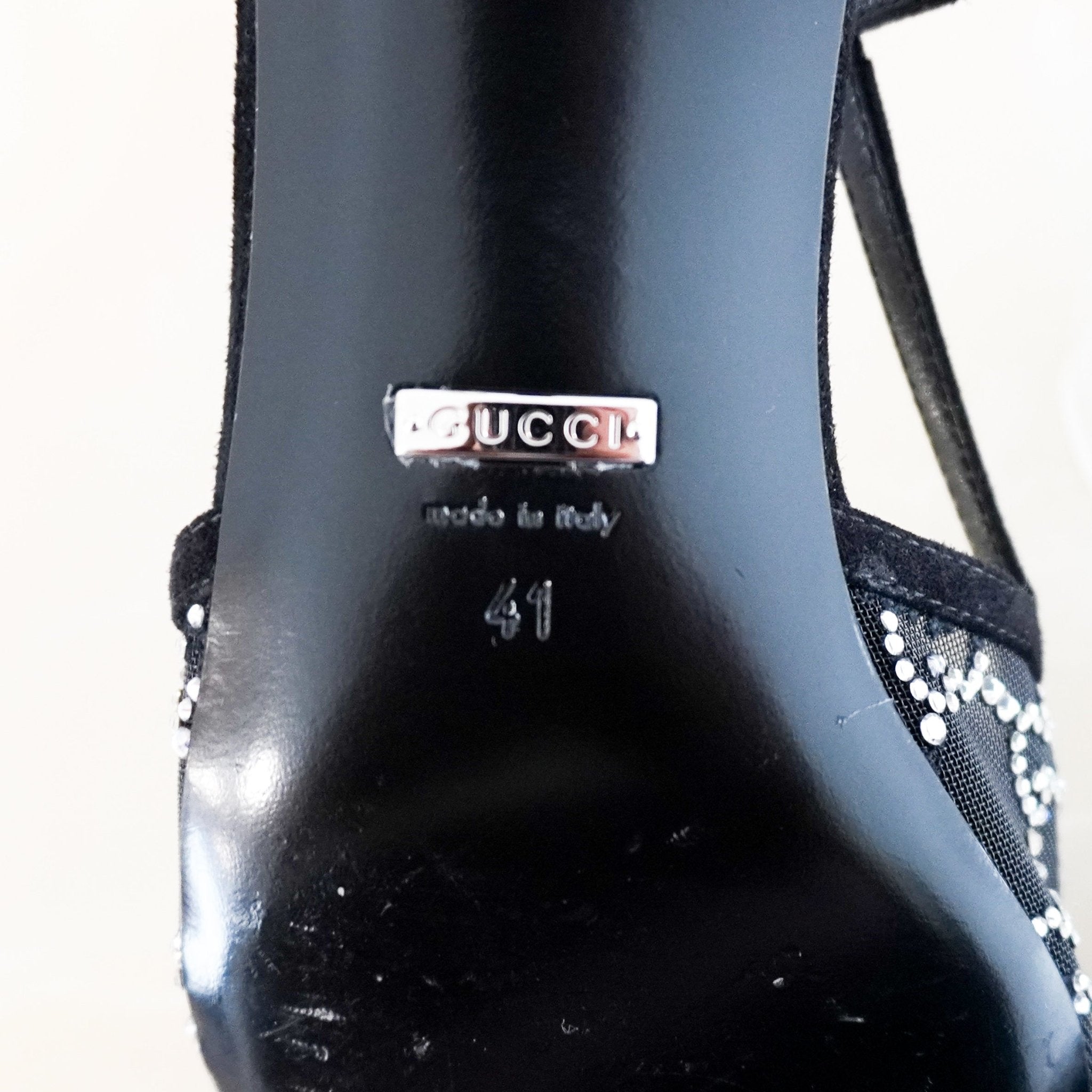 Gucci Black Mesh Crystal Slingbacks RRP £845 | Authentic Preloved - Reloved Again