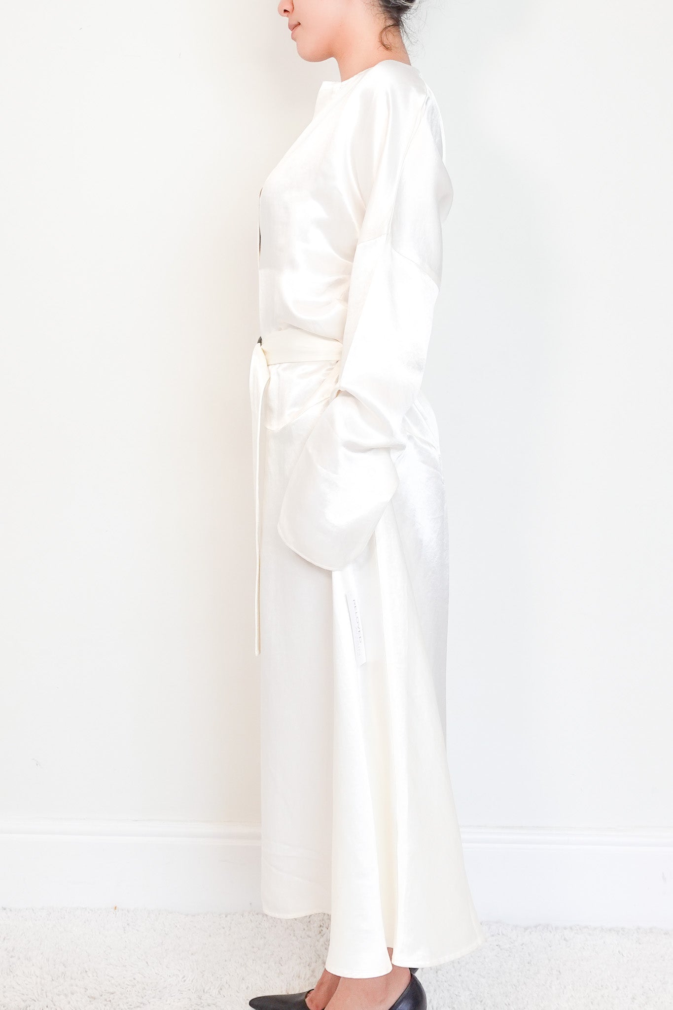 Georgia Alice Belted Cream Satin Kaftan RRP £395 | Authentic Preloved