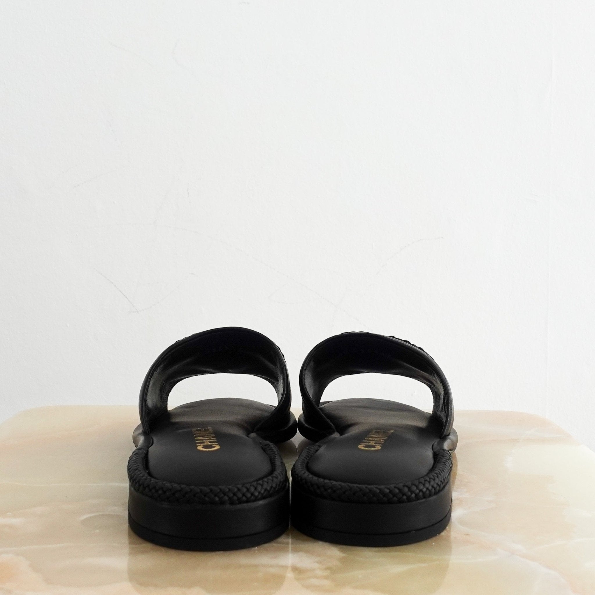 NEW Chanel CC Logo black Lambskin Mules RRP £900| Authentic Preloved - Reloved Again