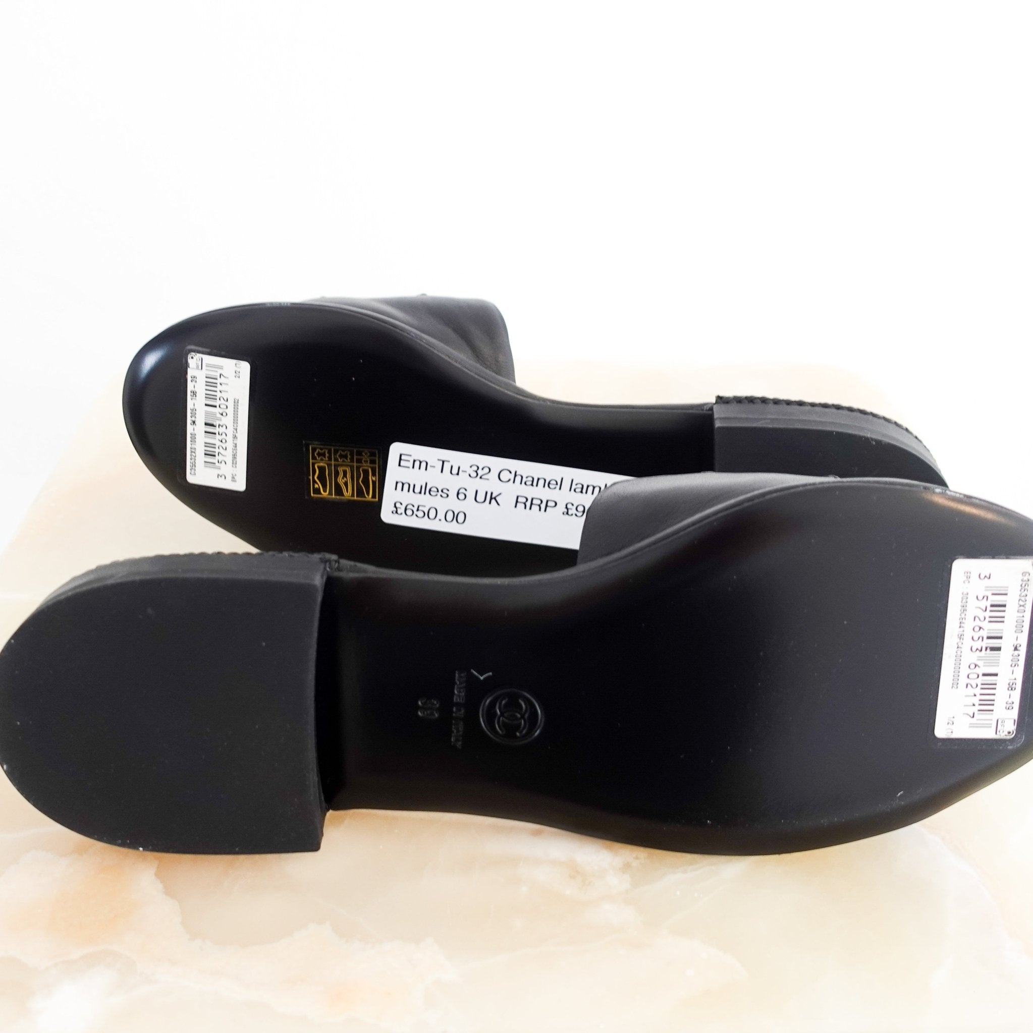 NEW Chanel CC Logo black Lambskin Mules RRP £900| Authentic Preloved - Reloved Again
