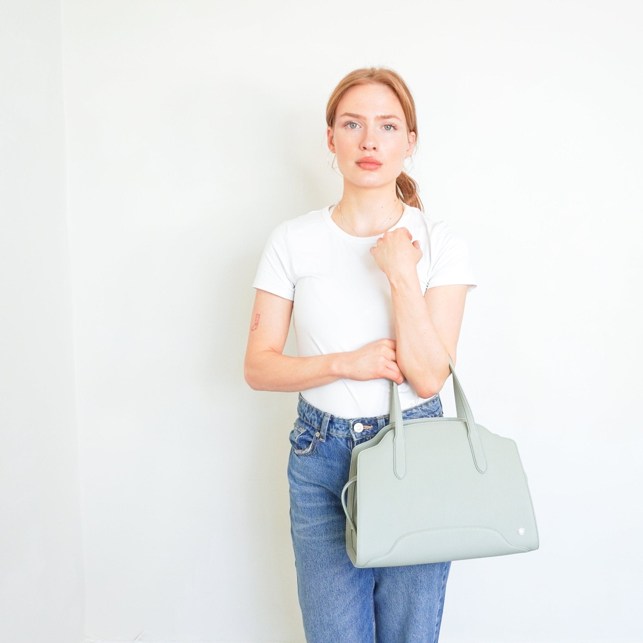 Loro Piana Sesia Medium Leather Tote in Eucalyptus RRP £3340 | Authentic Preloved - Reloved Again