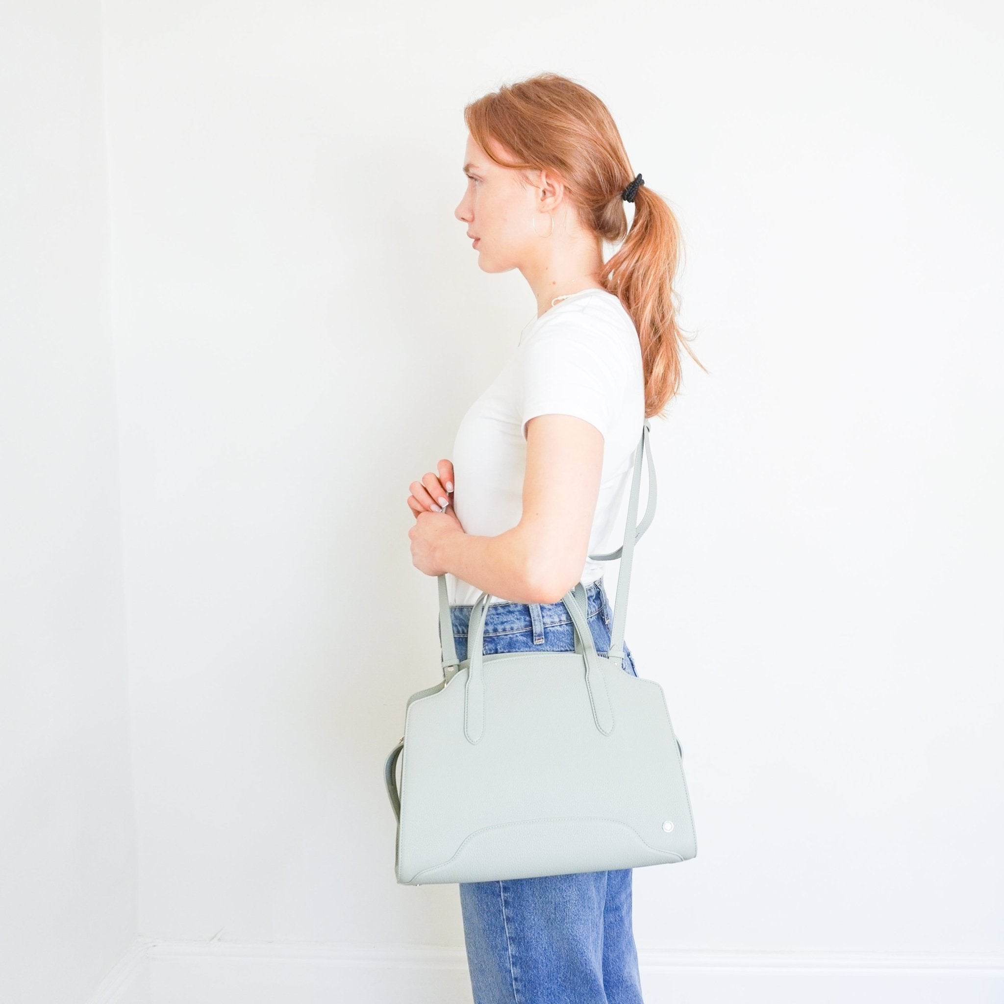 Loro Piana Sesia Medium Leather Tote in Eucalyptus RRP £3340 | Authentic Preloved - Reloved Again